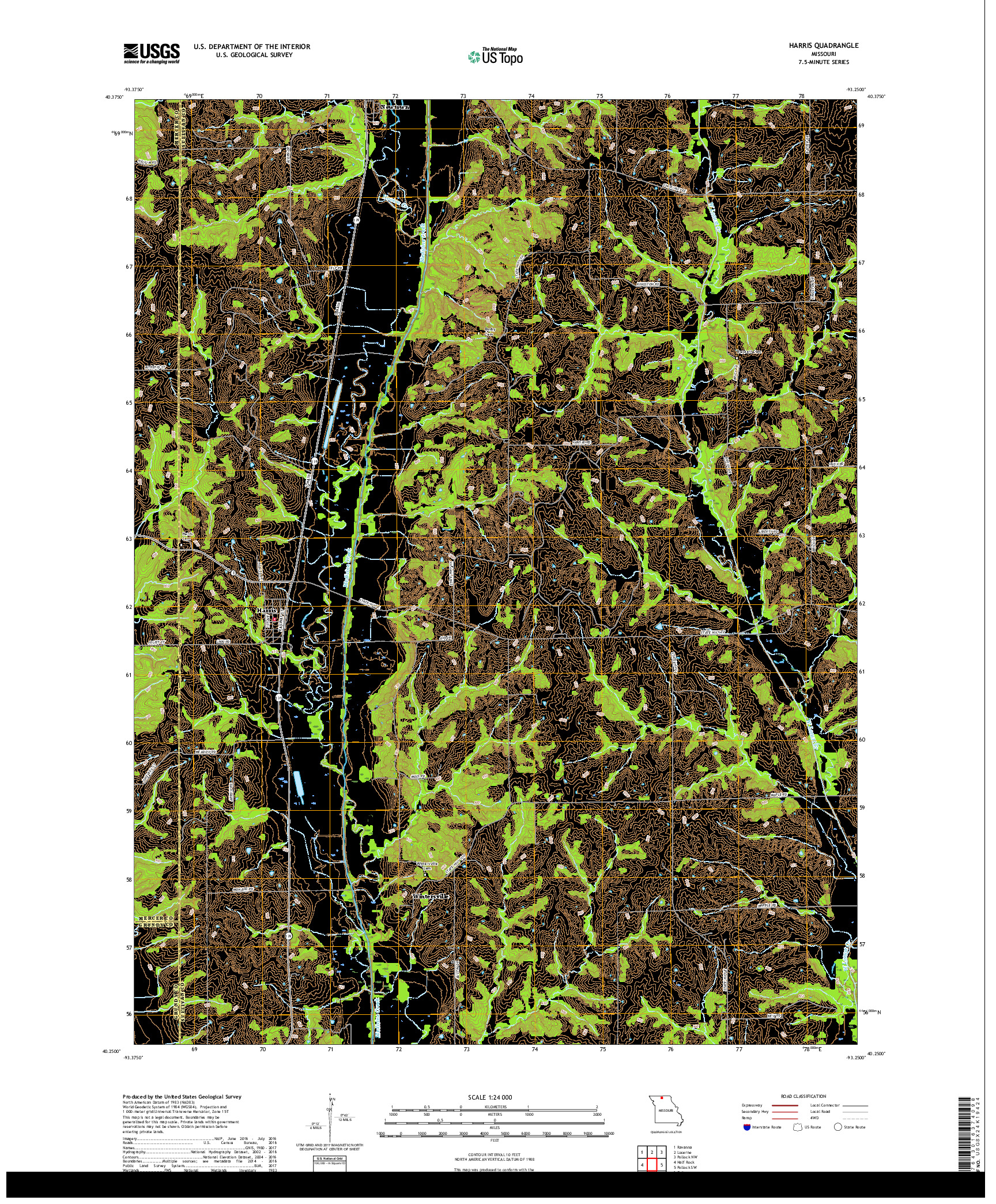 USGS US TOPO 7.5-MINUTE MAP FOR HARRIS, MO 2017