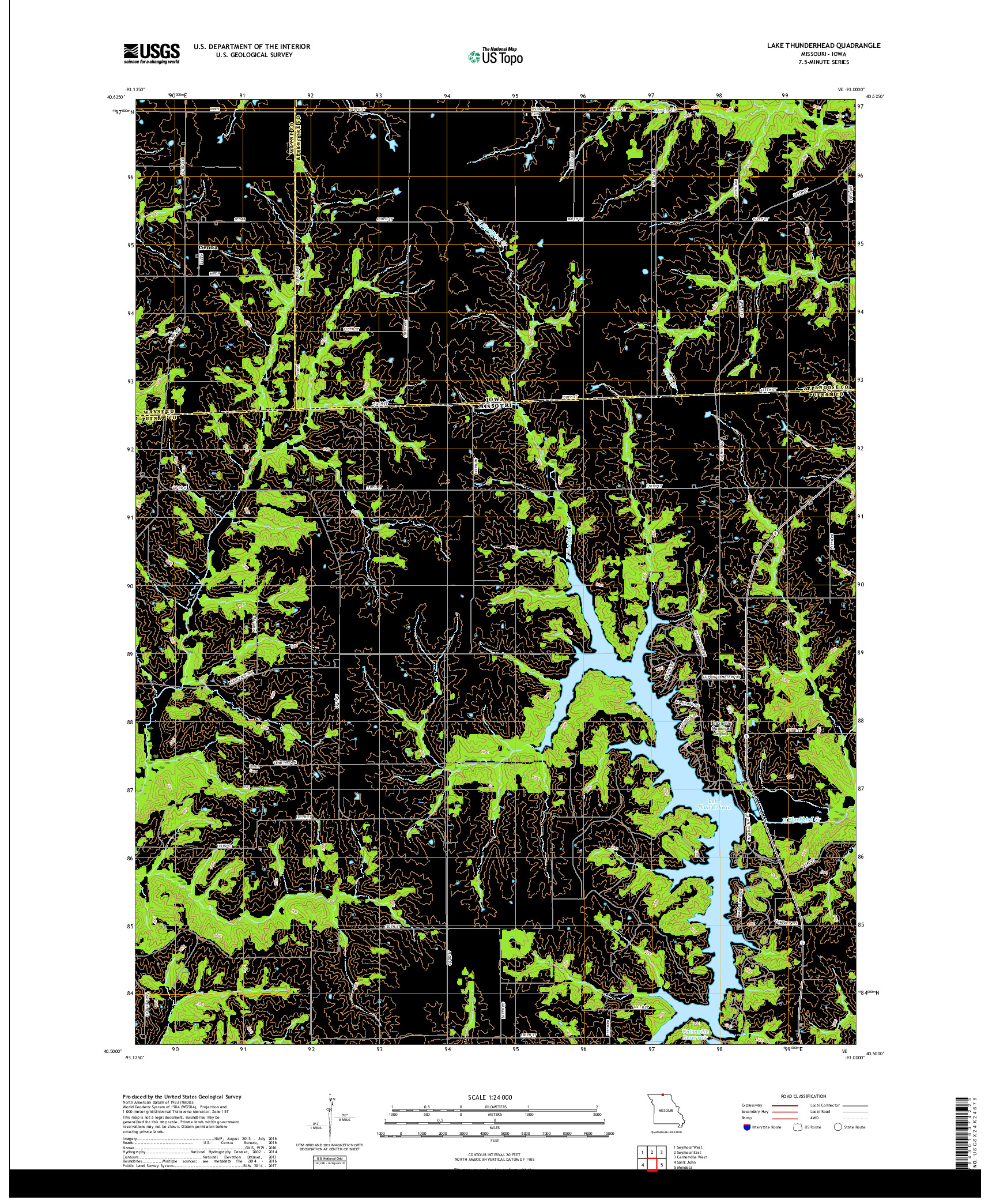 USGS US TOPO 7.5-MINUTE MAP FOR LAKE THUNDERHEAD, MO,IA 2017