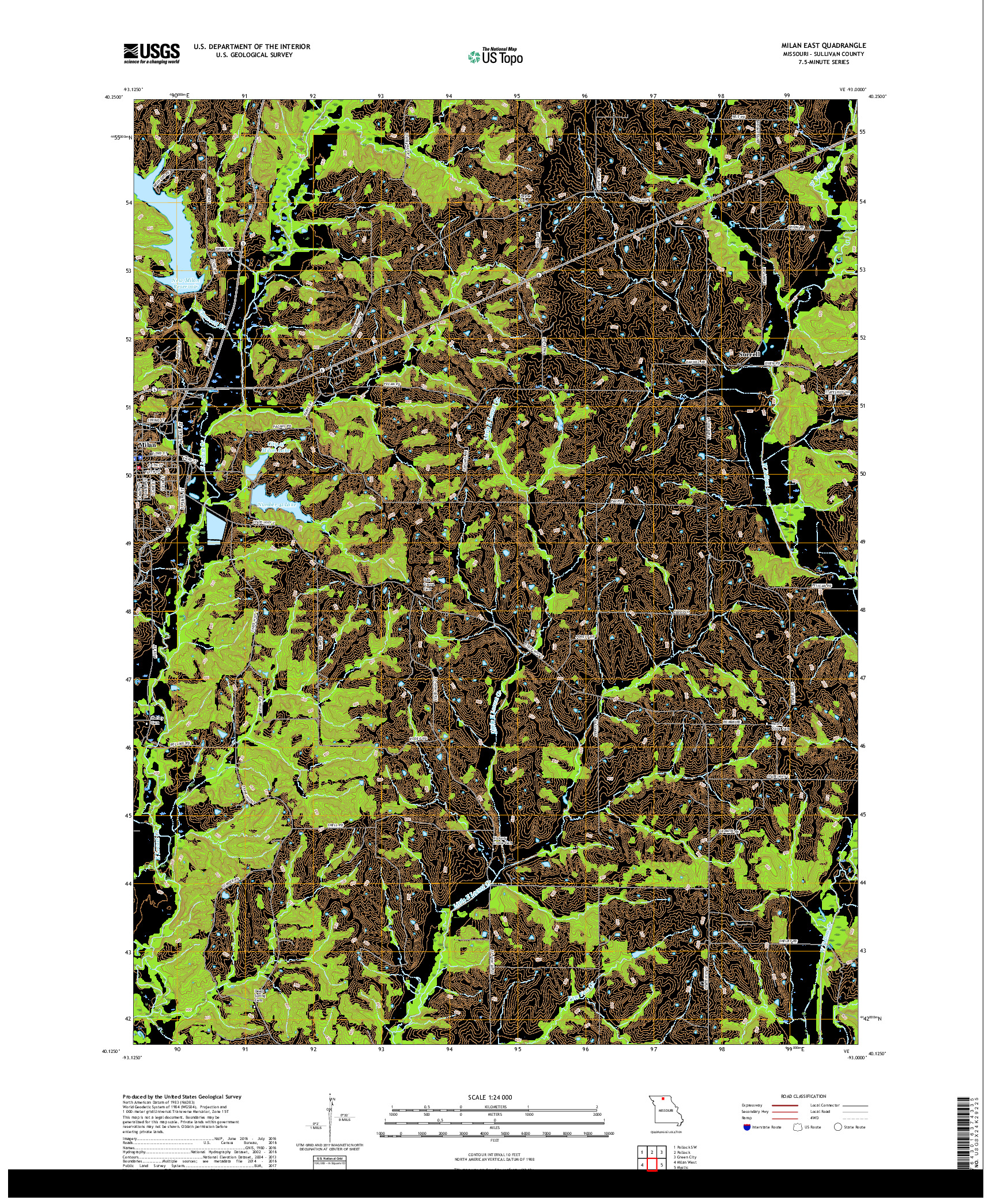 USGS US TOPO 7.5-MINUTE MAP FOR MILAN EAST, MO 2017