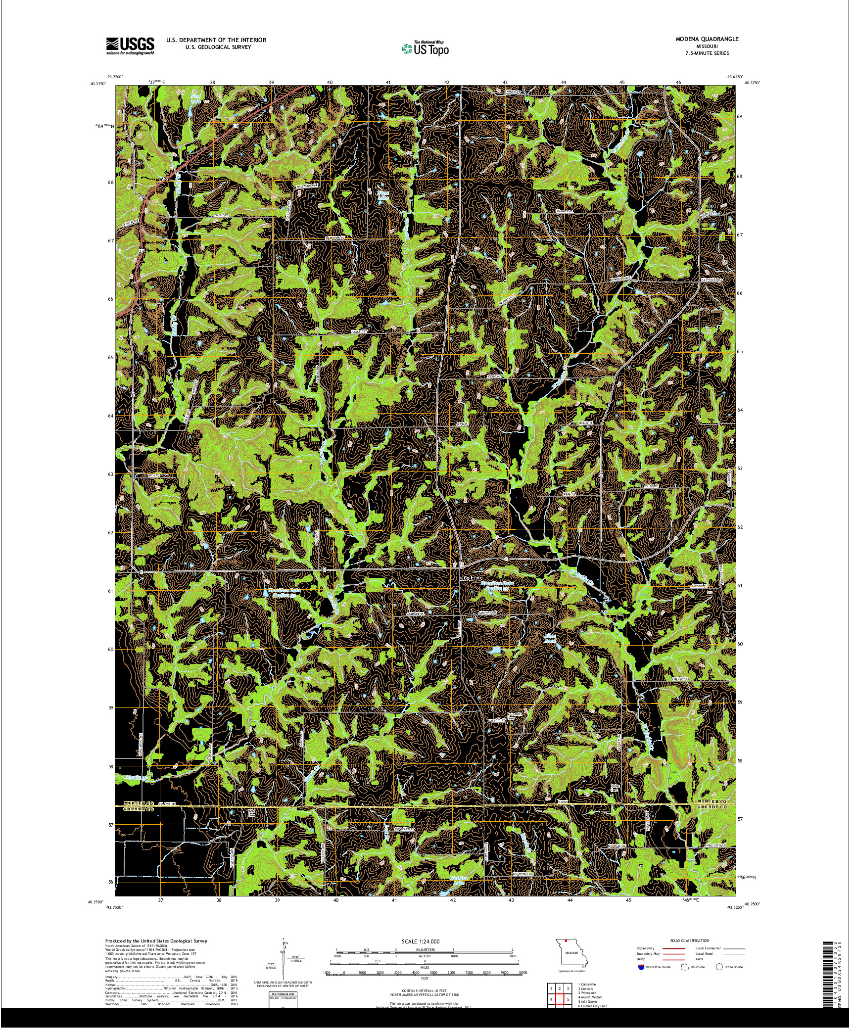 USGS US TOPO 7.5-MINUTE MAP FOR MODENA, MO 2017