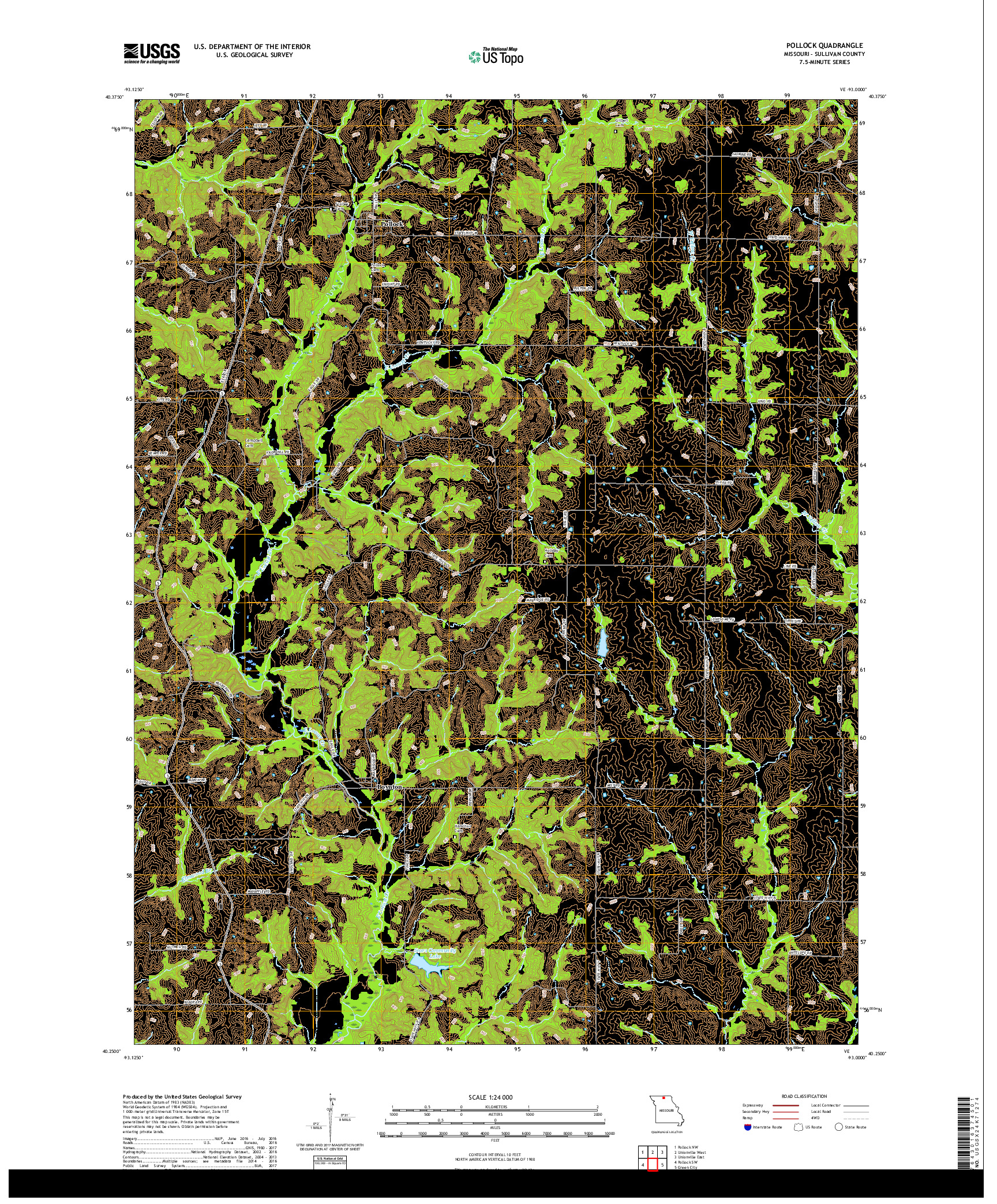 USGS US TOPO 7.5-MINUTE MAP FOR POLLOCK, MO 2017