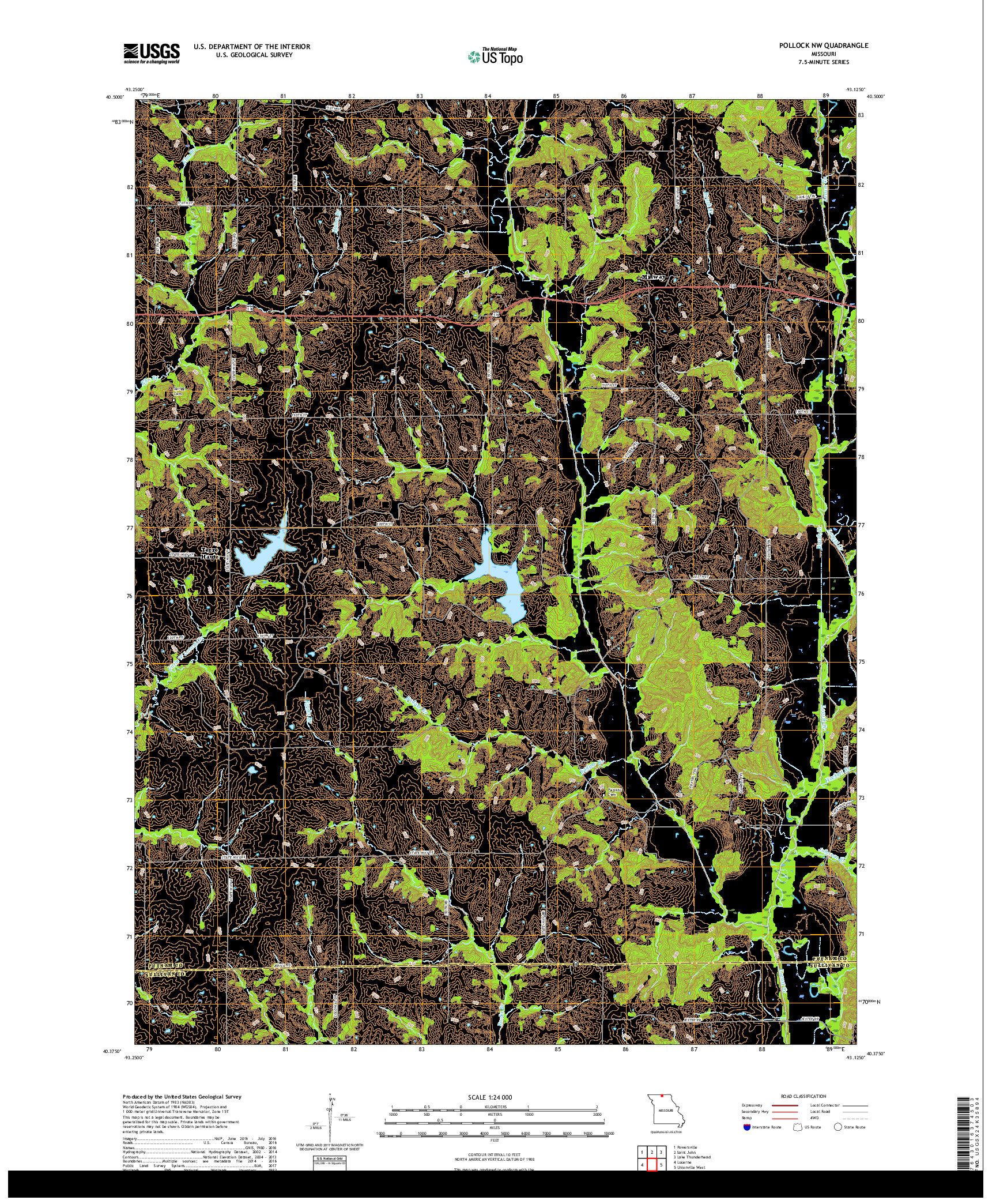 USGS US TOPO 7.5-MINUTE MAP FOR POLLOCK NW, MO 2017