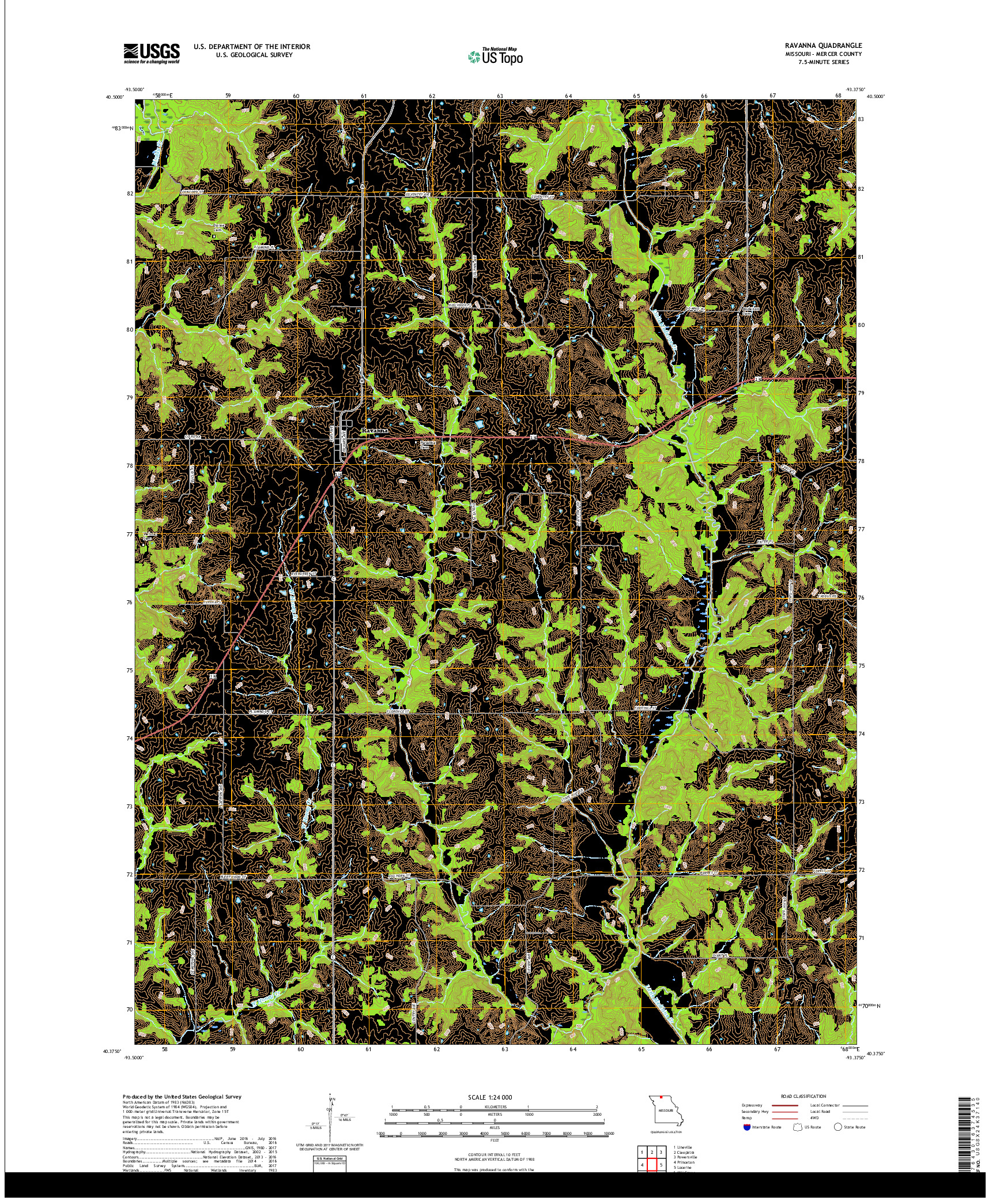 USGS US TOPO 7.5-MINUTE MAP FOR RAVANNA, MO 2017