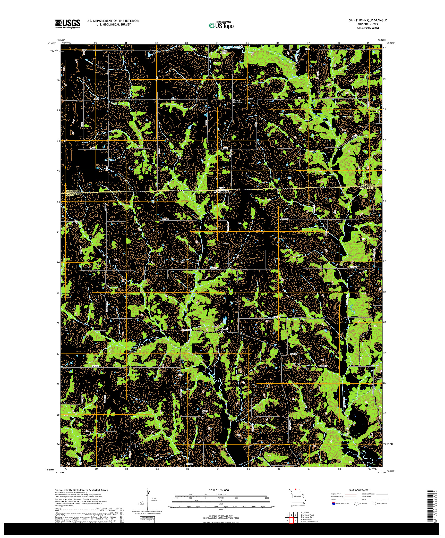 USGS US TOPO 7.5-MINUTE MAP FOR SAINT JOHN, MO,IA 2017