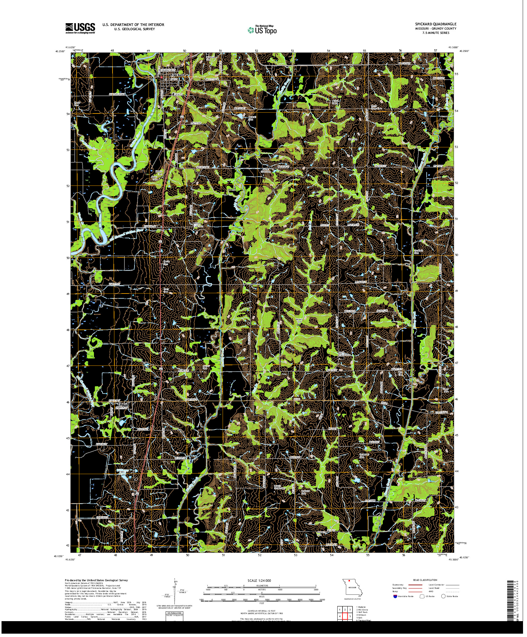 USGS US TOPO 7.5-MINUTE MAP FOR SPICKARD, MO 2017