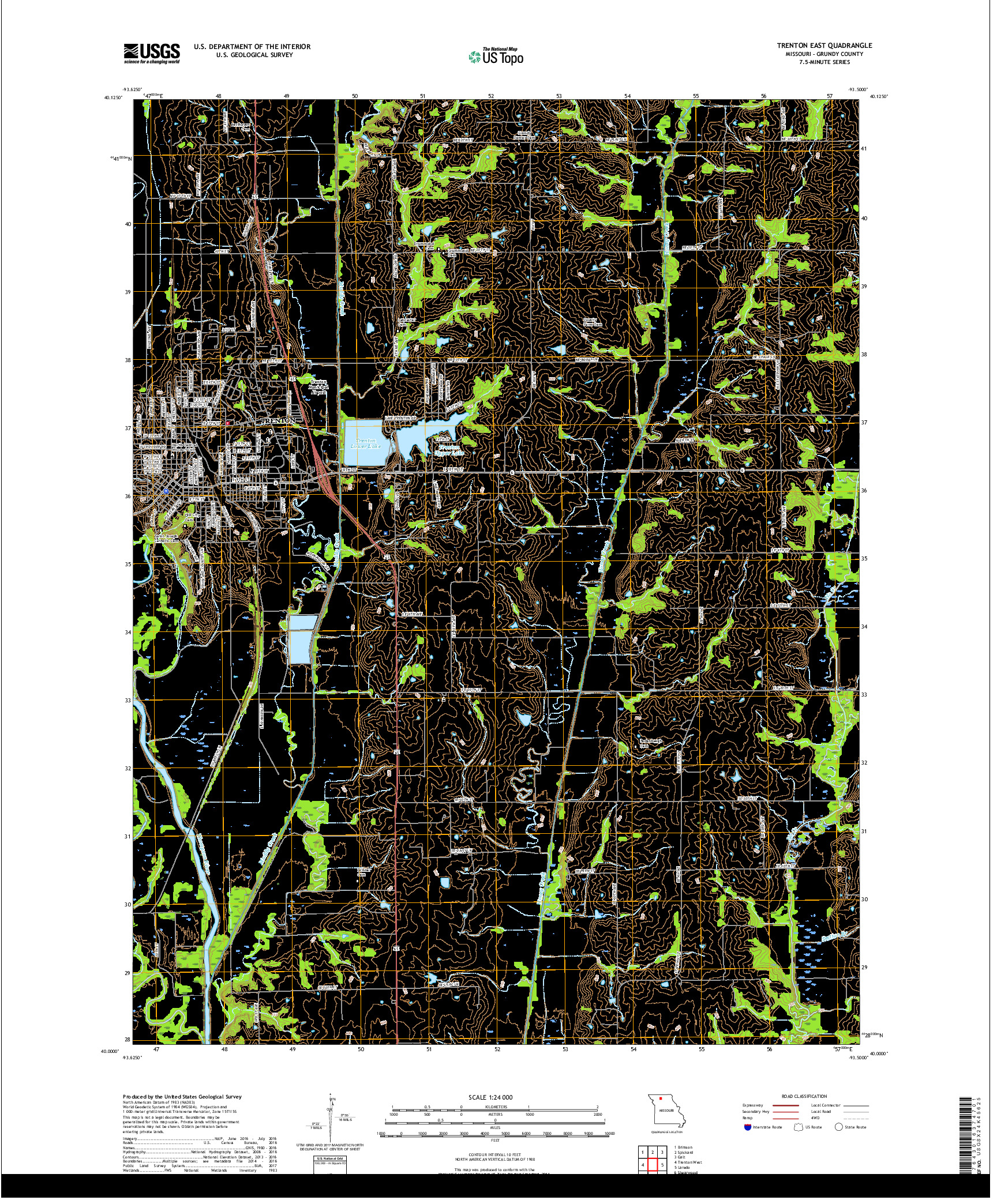 USGS US TOPO 7.5-MINUTE MAP FOR TRENTON EAST, MO 2017