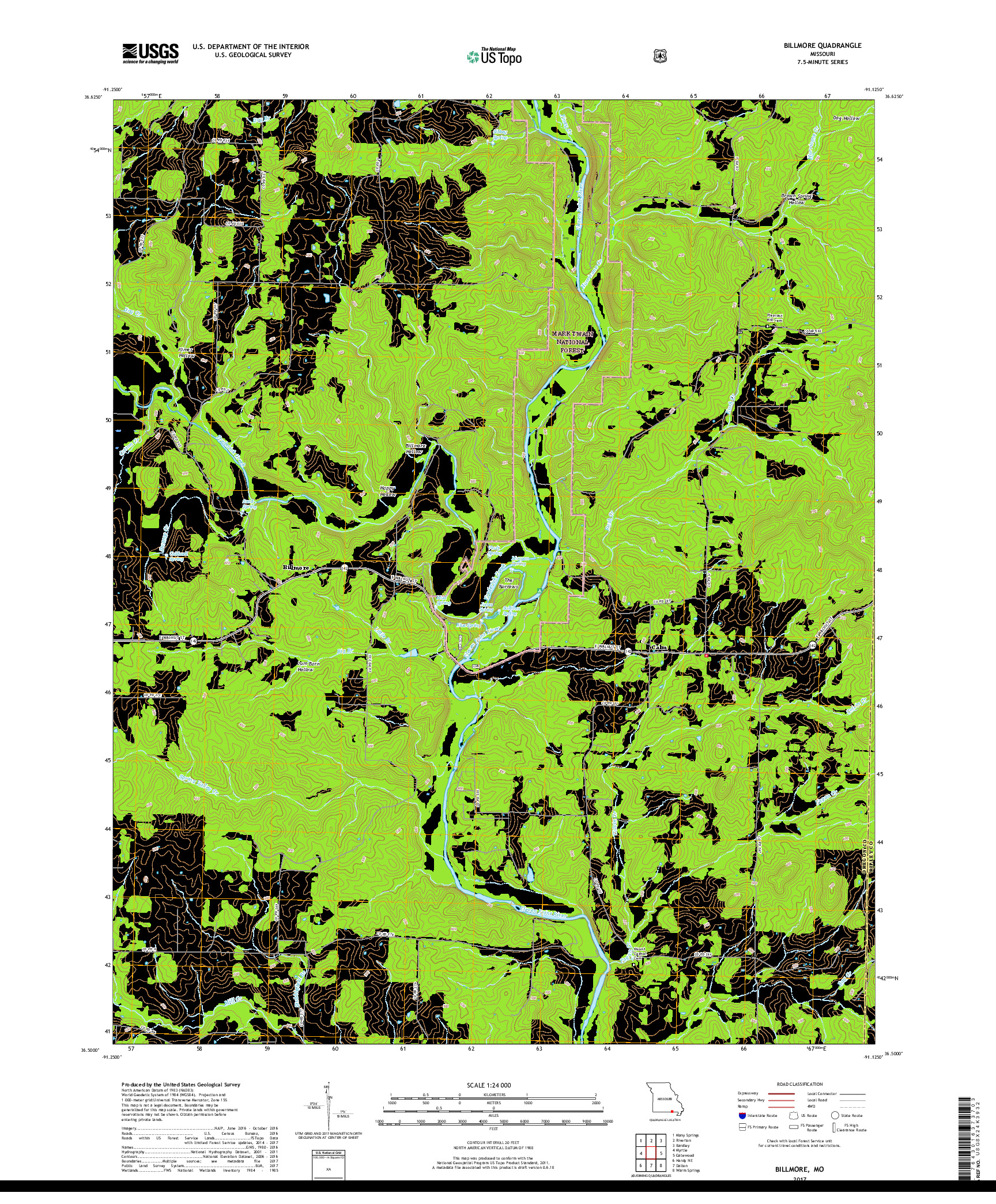 USGS US TOPO 7.5-MINUTE MAP FOR BILLMORE, MO 2017