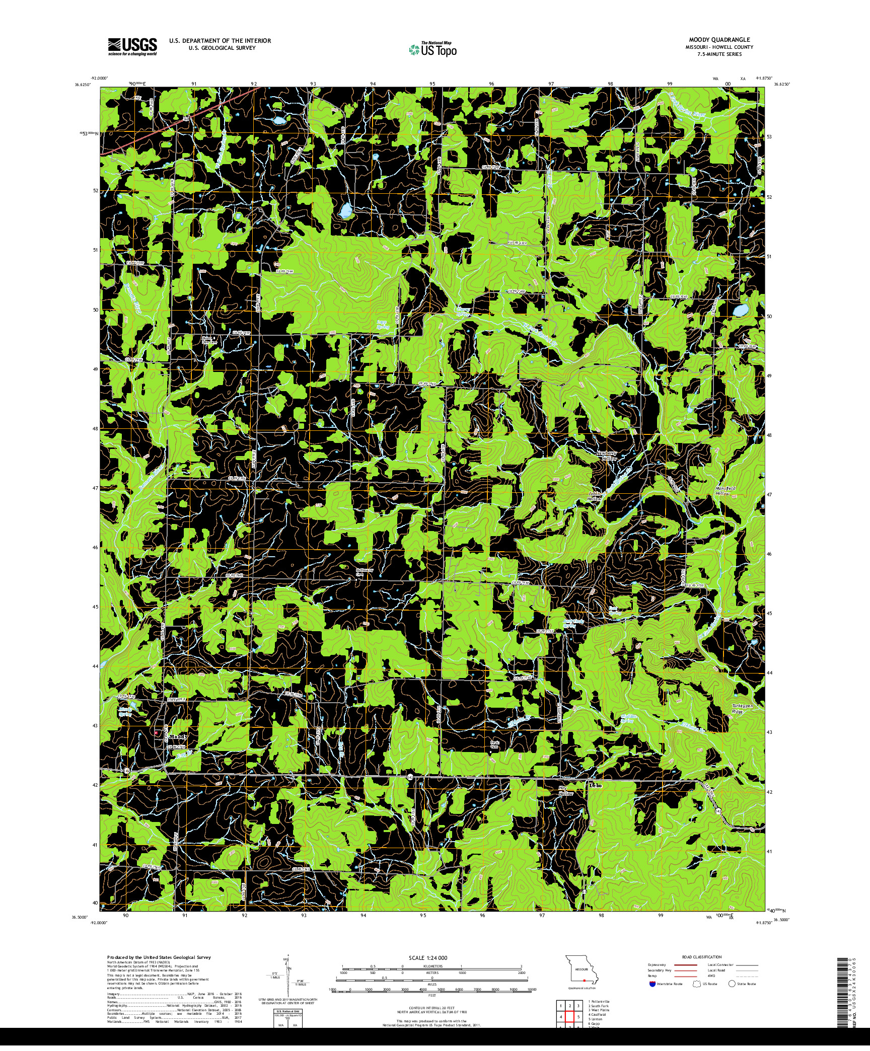 USGS US TOPO 7.5-MINUTE MAP FOR MOODY, MO 2017