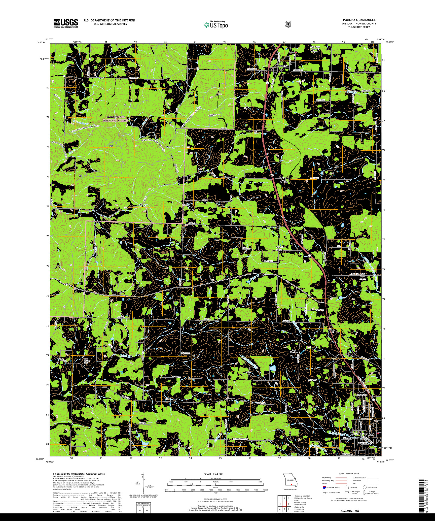 USGS US TOPO 7.5-MINUTE MAP FOR POMONA, MO 2017