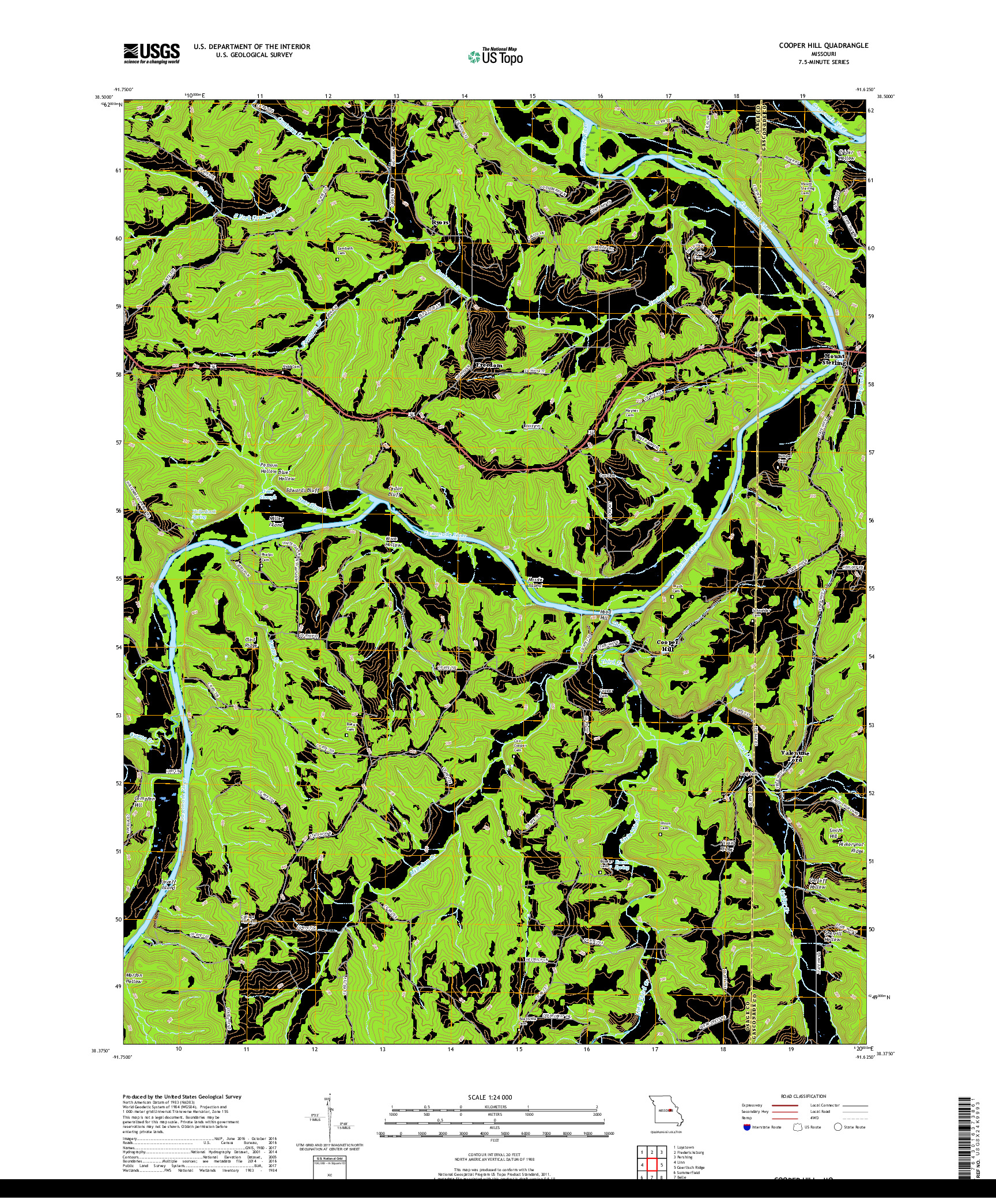 USGS US TOPO 7.5-MINUTE MAP FOR COOPER HILL, MO 2017