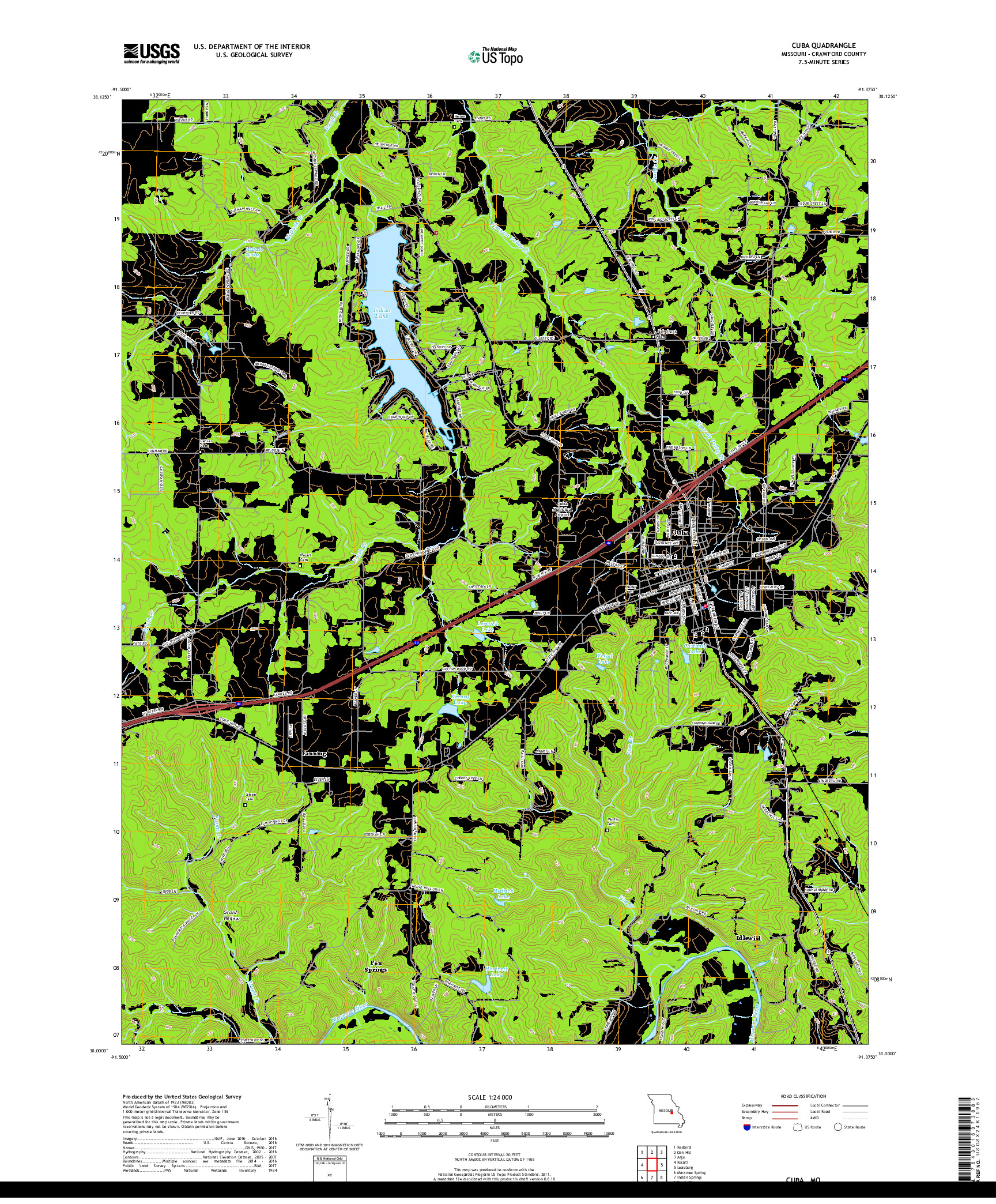 USGS US TOPO 7.5-MINUTE MAP FOR CUBA, MO 2017