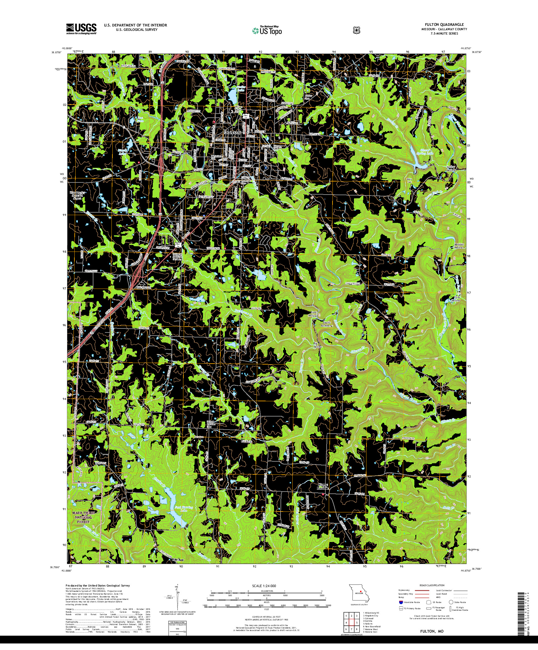 USGS US TOPO 7.5-MINUTE MAP FOR FULTON, MO 2017