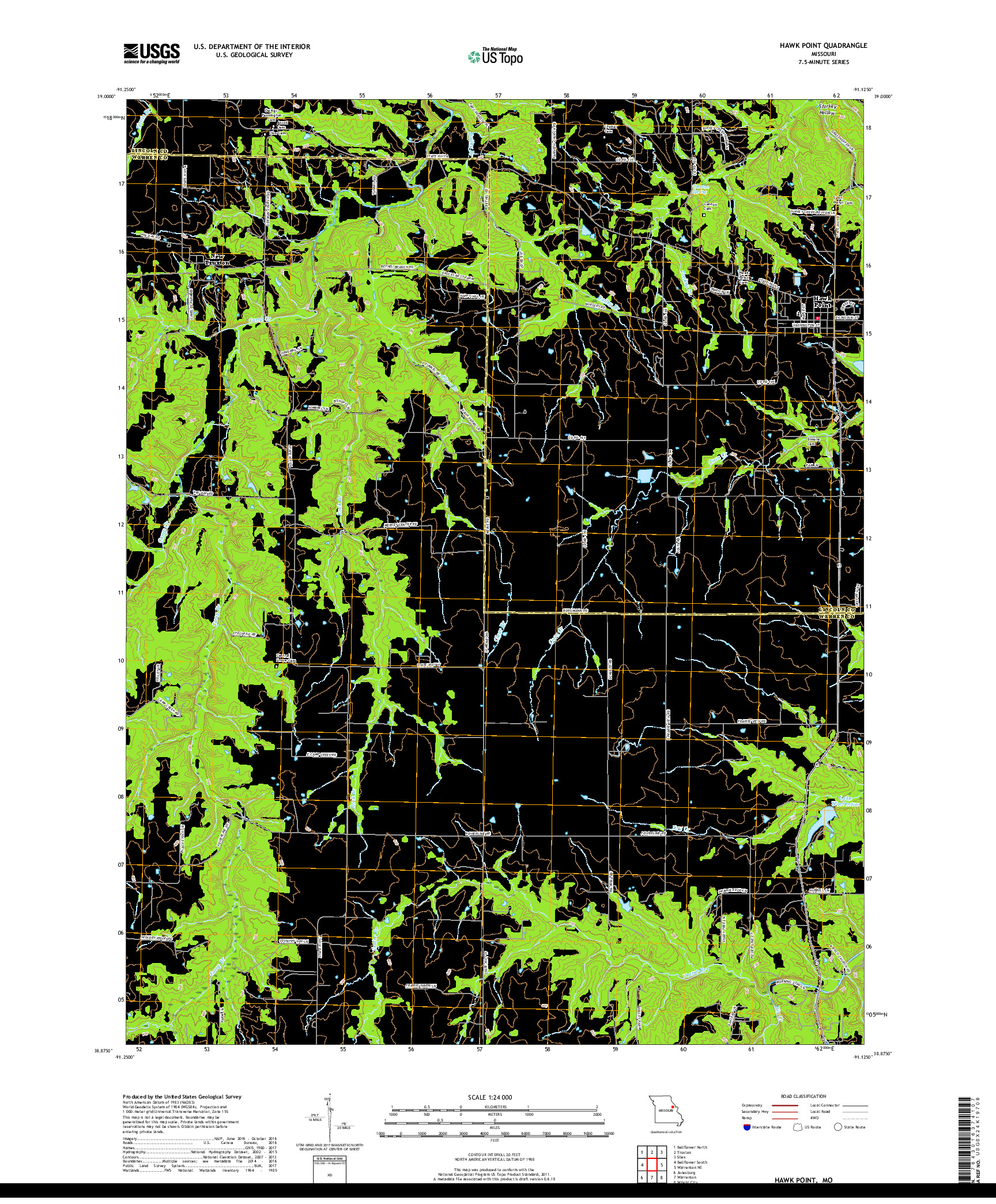 USGS US TOPO 7.5-MINUTE MAP FOR HAWK POINT, MO 2017