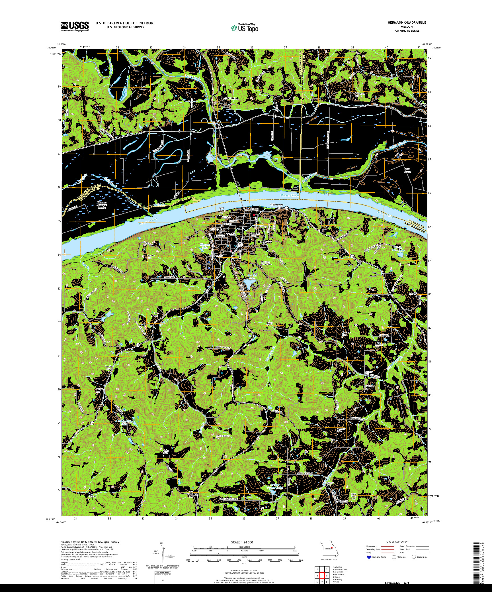 USGS US TOPO 7.5-MINUTE MAP FOR HERMANN, MO 2017