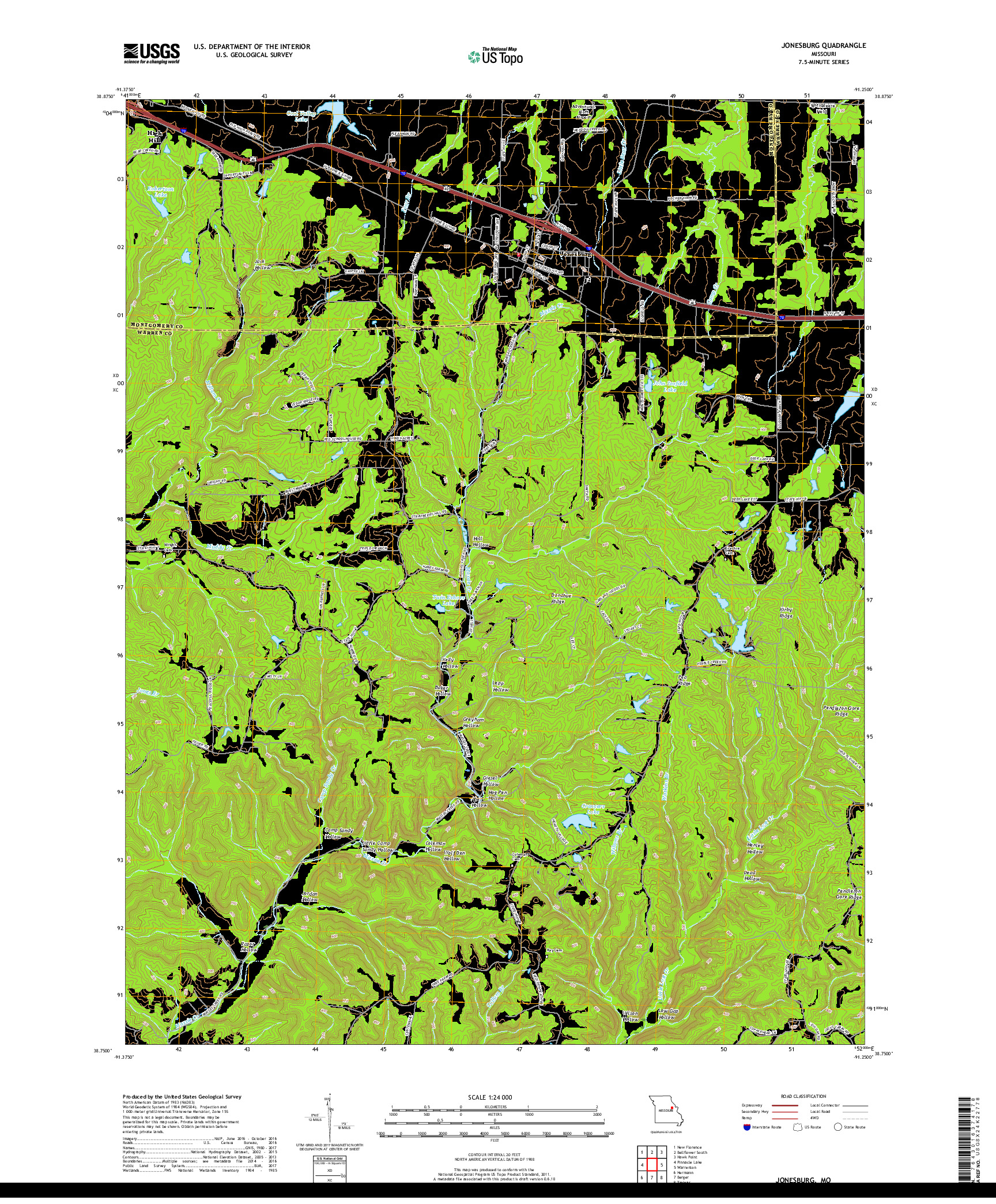 USGS US TOPO 7.5-MINUTE MAP FOR JONESBURG, MO 2017