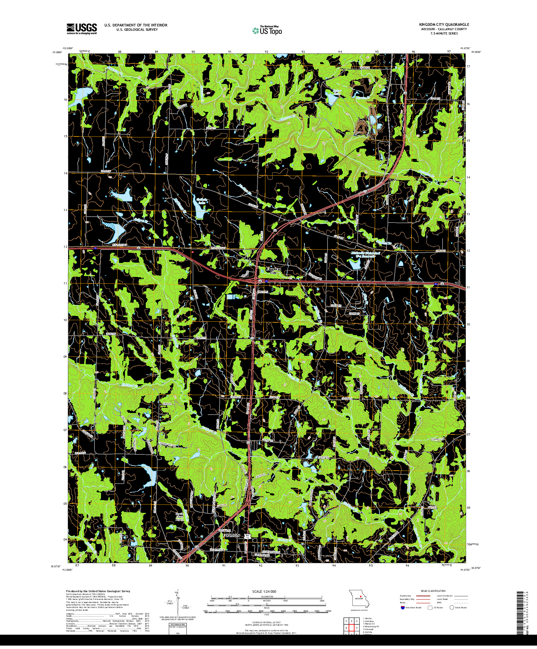 USGS US TOPO 7.5-MINUTE MAP FOR KINGDOM CITY, MO 2017