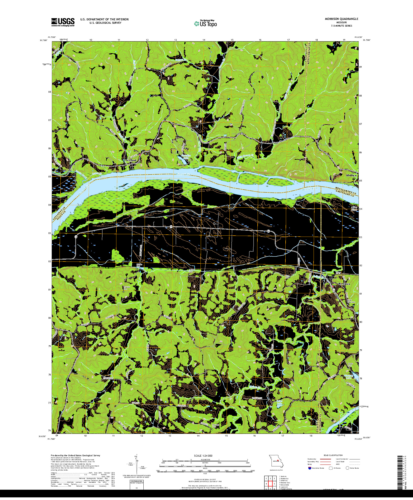 USGS US TOPO 7.5-MINUTE MAP FOR MORRISON, MO 2017