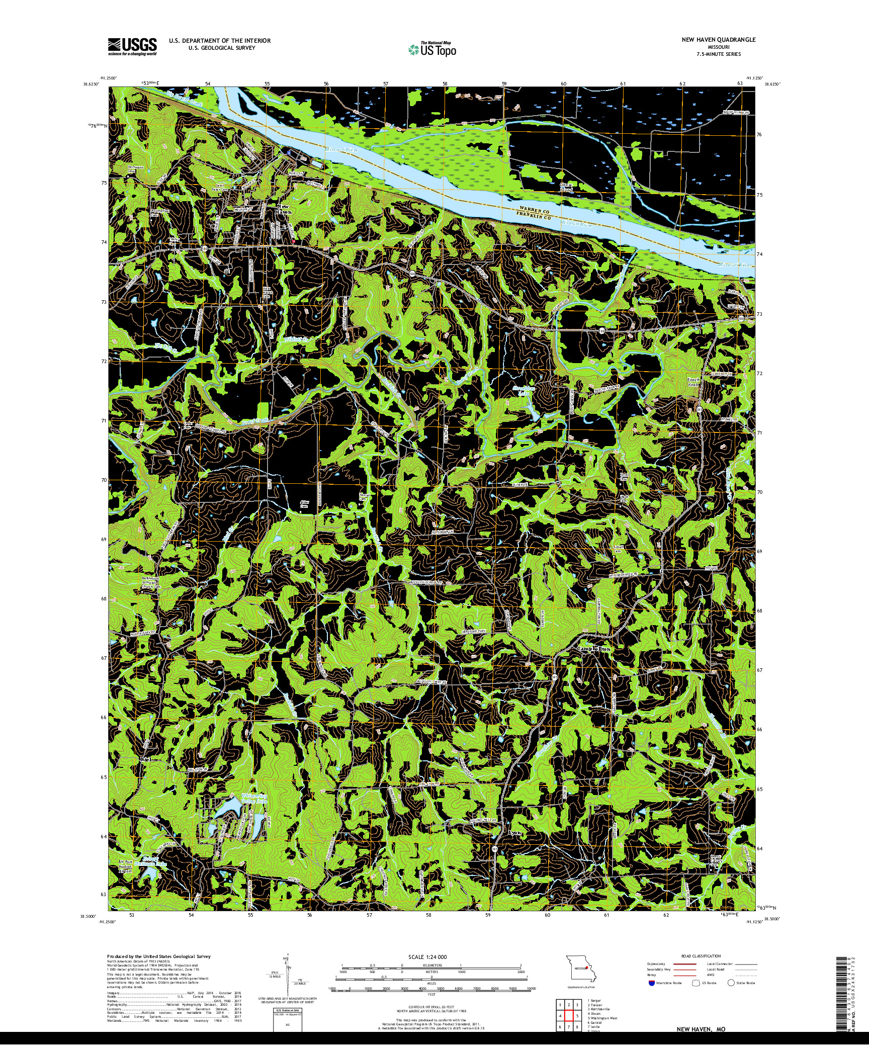 USGS US TOPO 7.5-MINUTE MAP FOR NEW HAVEN, MO 2017