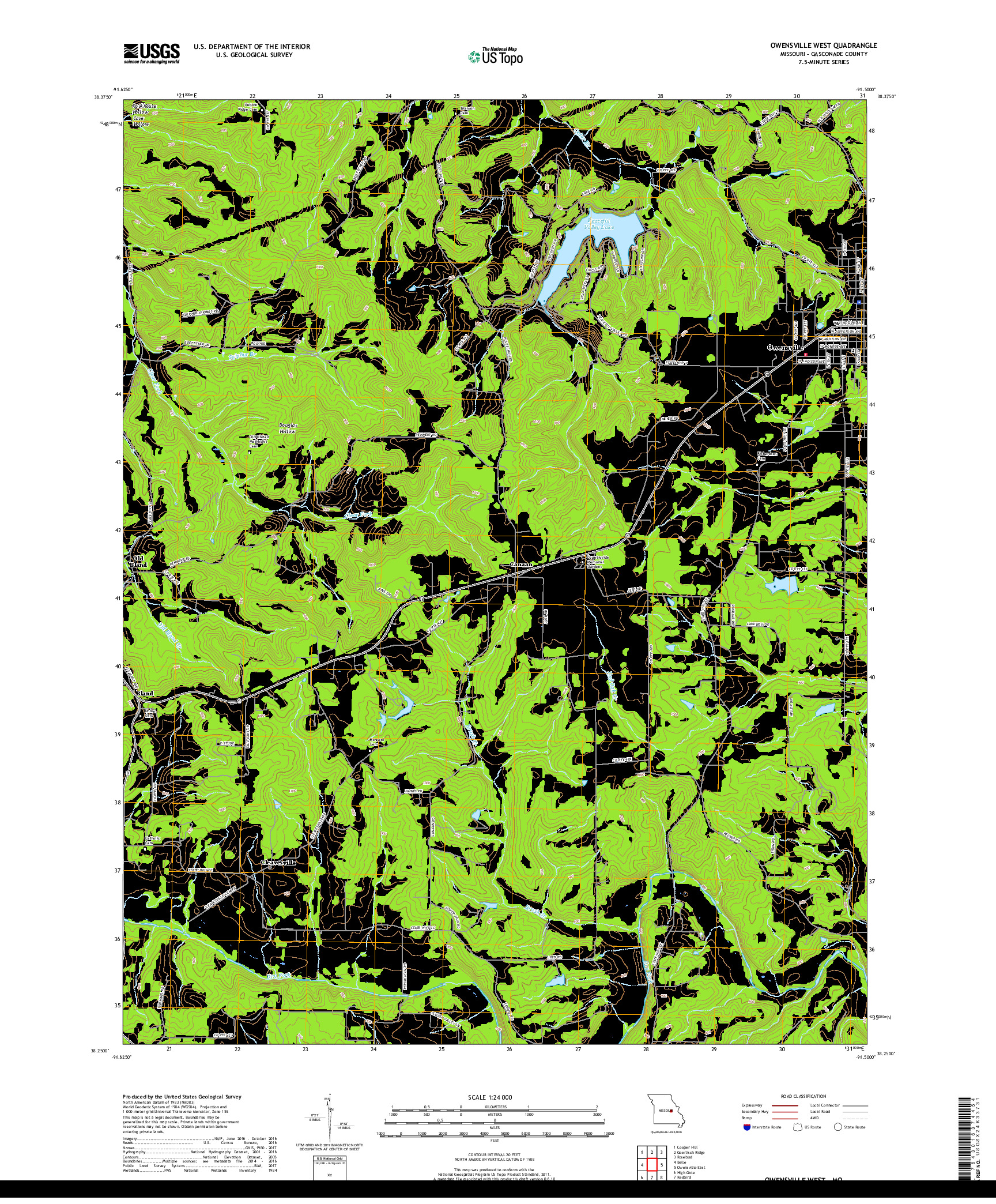 USGS US TOPO 7.5-MINUTE MAP FOR OWENSVILLE WEST, MO 2017