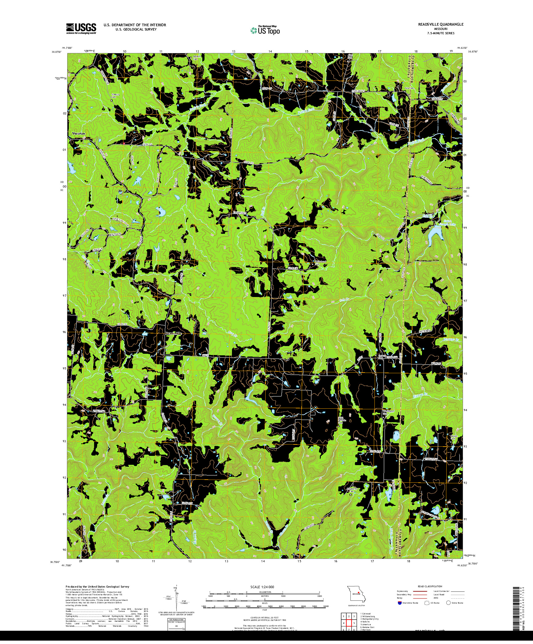 USGS US TOPO 7.5-MINUTE MAP FOR READSVILLE, MO 2017