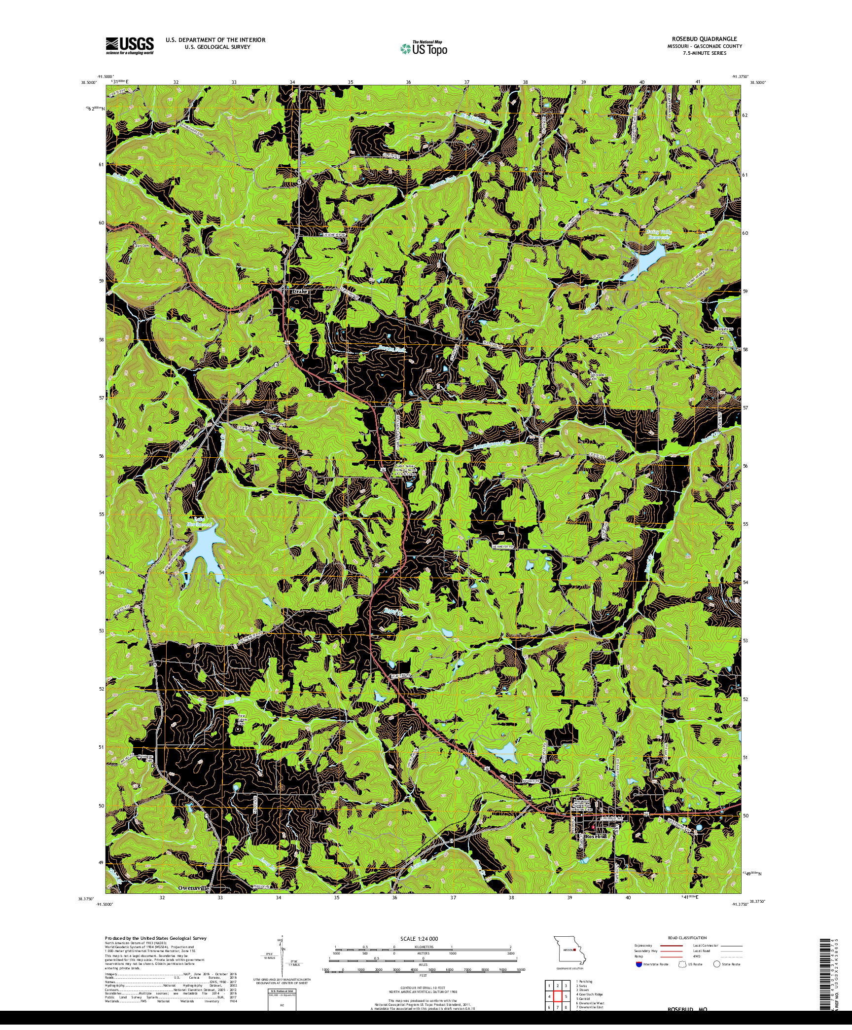 USGS US TOPO 7.5-MINUTE MAP FOR ROSEBUD, MO 2017