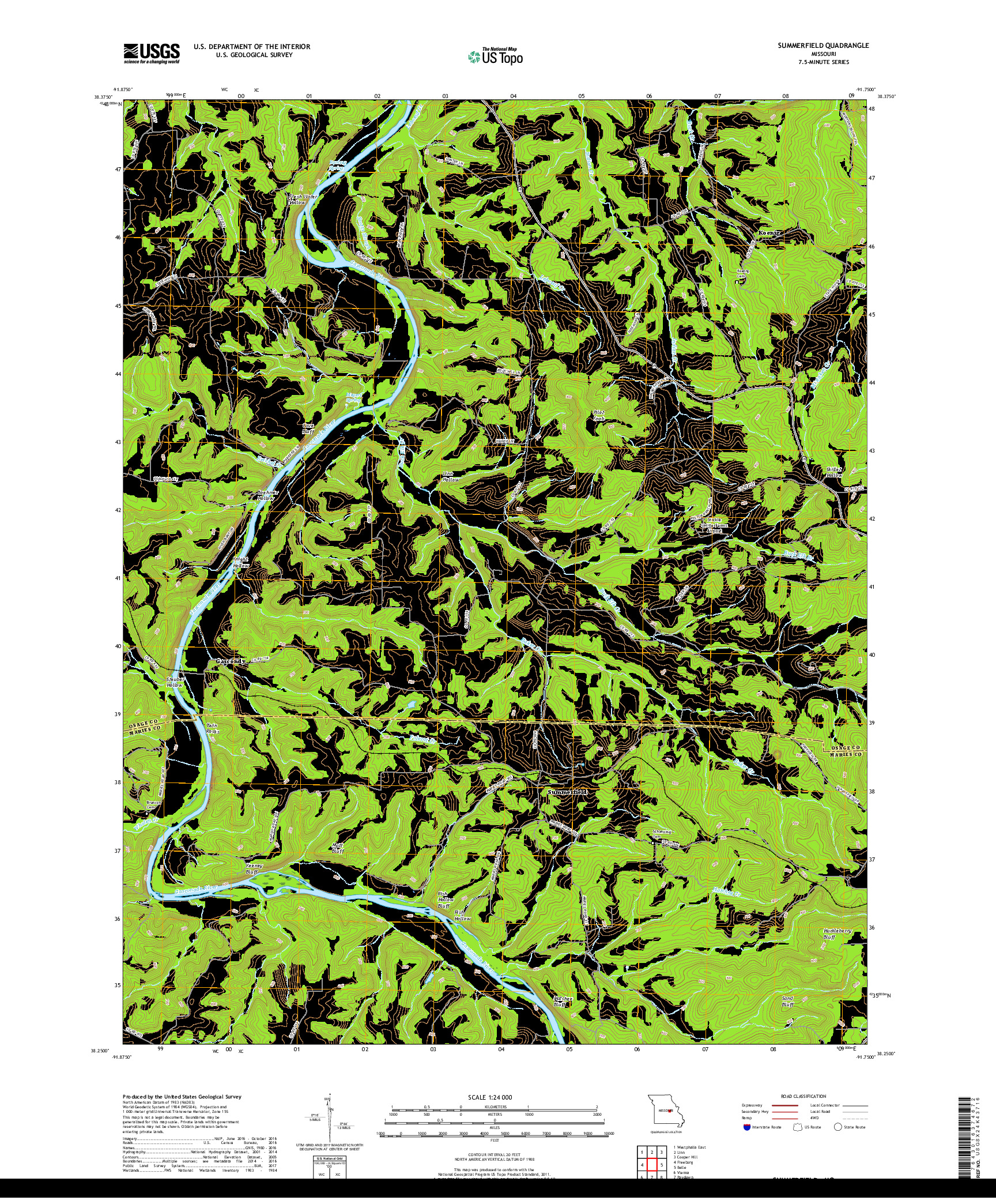 USGS US TOPO 7.5-MINUTE MAP FOR SUMMERFIELD, MO 2017