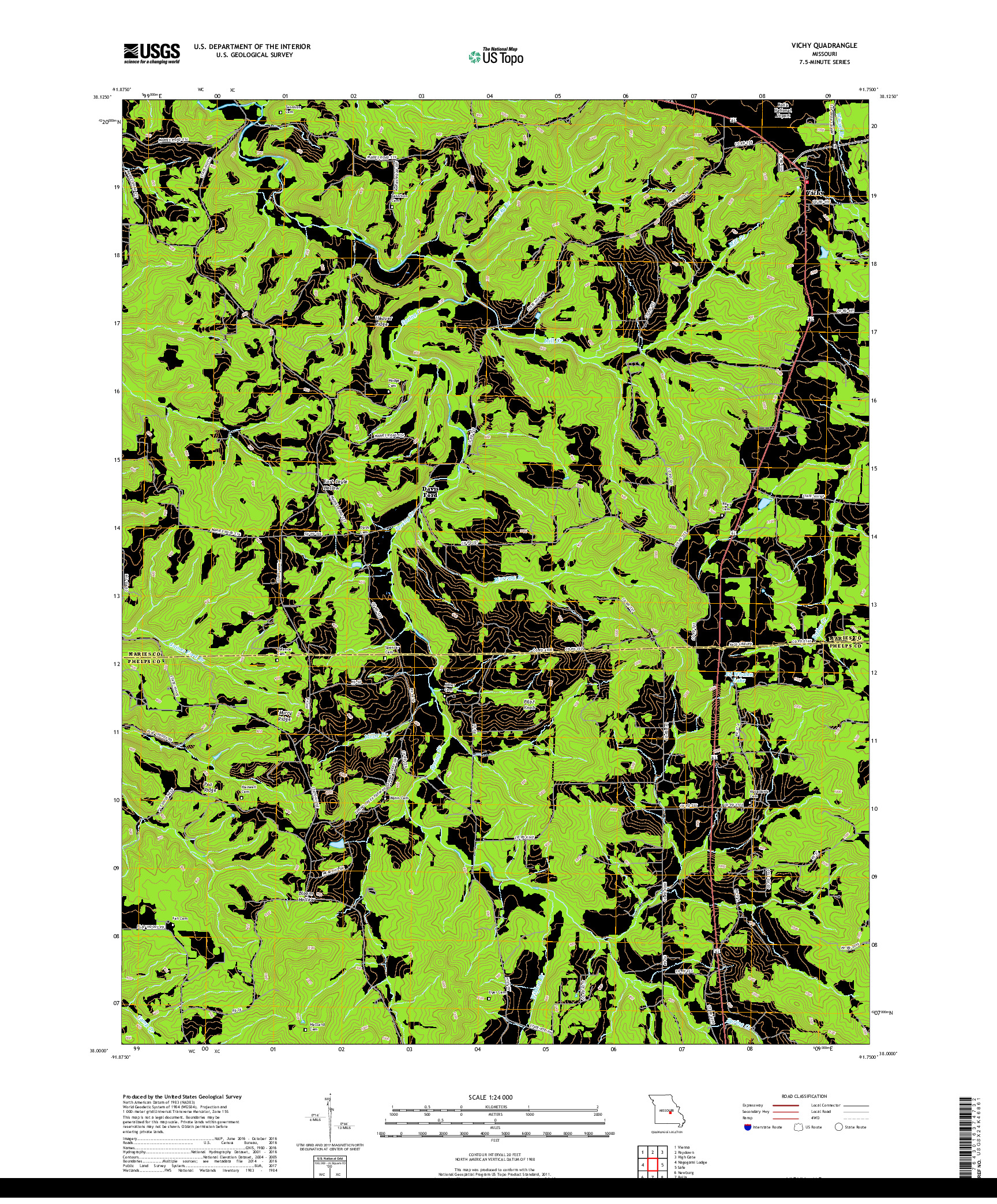 USGS US TOPO 7.5-MINUTE MAP FOR VICHY, MO 2017