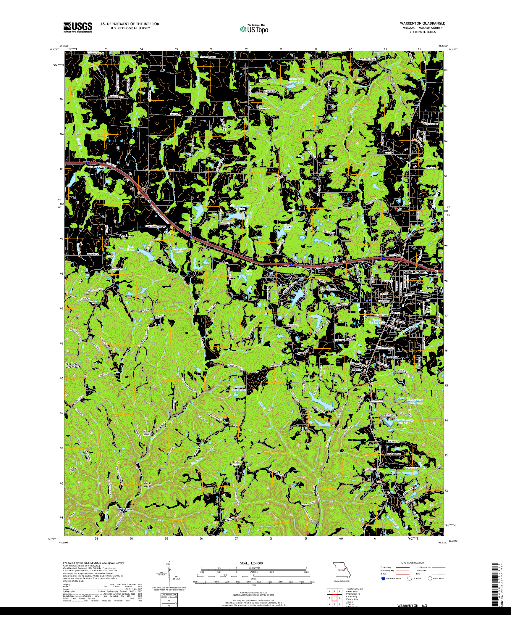 USGS US TOPO 7.5-MINUTE MAP FOR WARRENTON, MO 2017