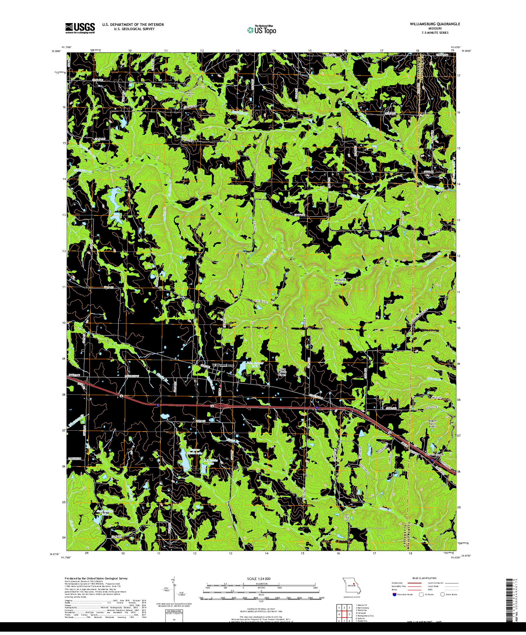 USGS US TOPO 7.5-MINUTE MAP FOR WILLIAMSBURG, MO 2017