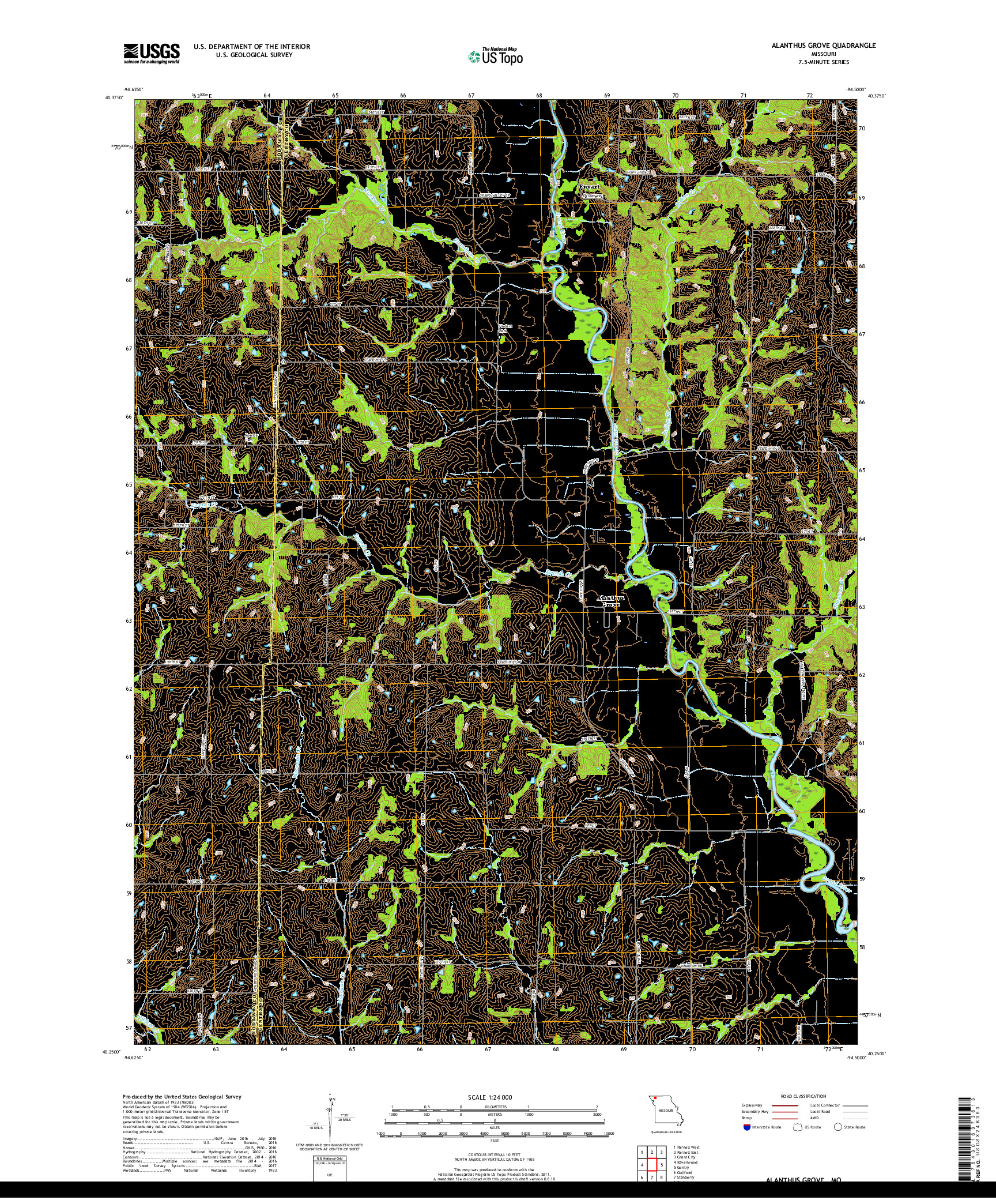 USGS US TOPO 7.5-MINUTE MAP FOR ALANTHUS GROVE, MO 2017