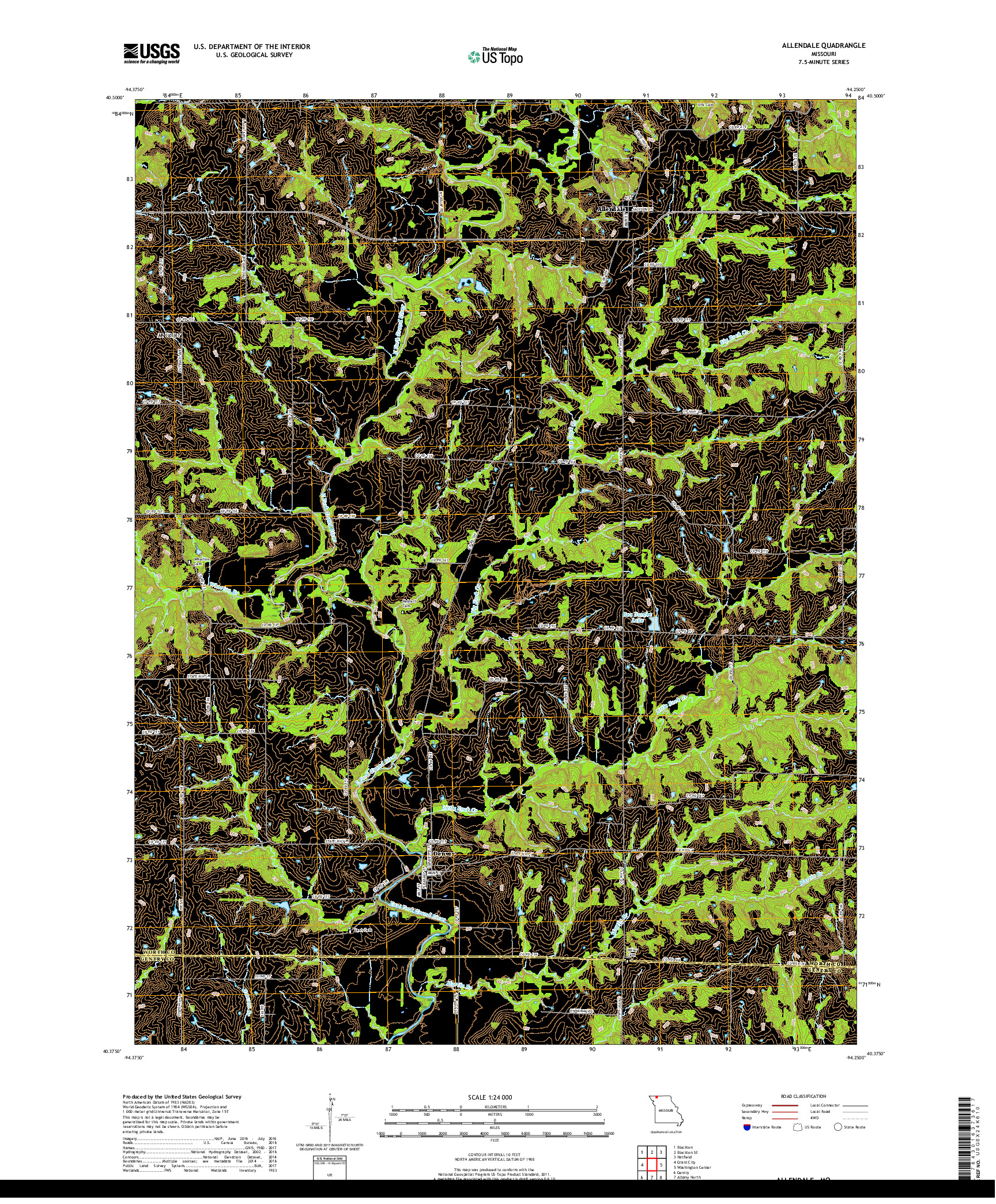 USGS US TOPO 7.5-MINUTE MAP FOR ALLENDALE, MO 2017