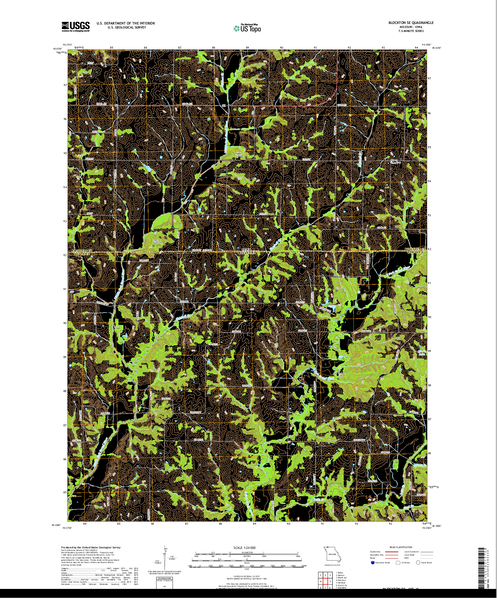 USGS US TOPO 7.5-MINUTE MAP FOR BLOCKTON SE, MO,IA 2017