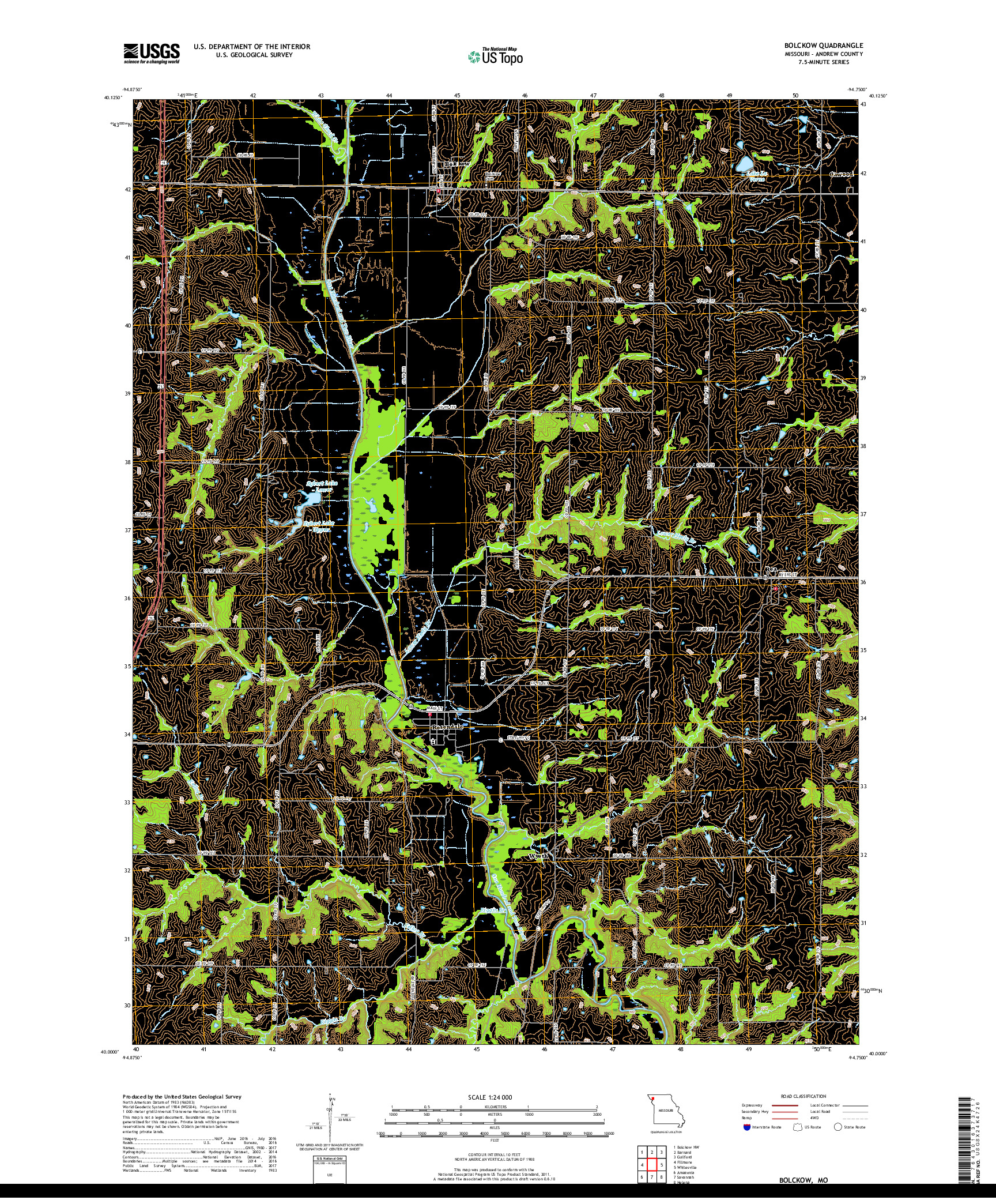 USGS US TOPO 7.5-MINUTE MAP FOR BOLCKOW, MO 2017