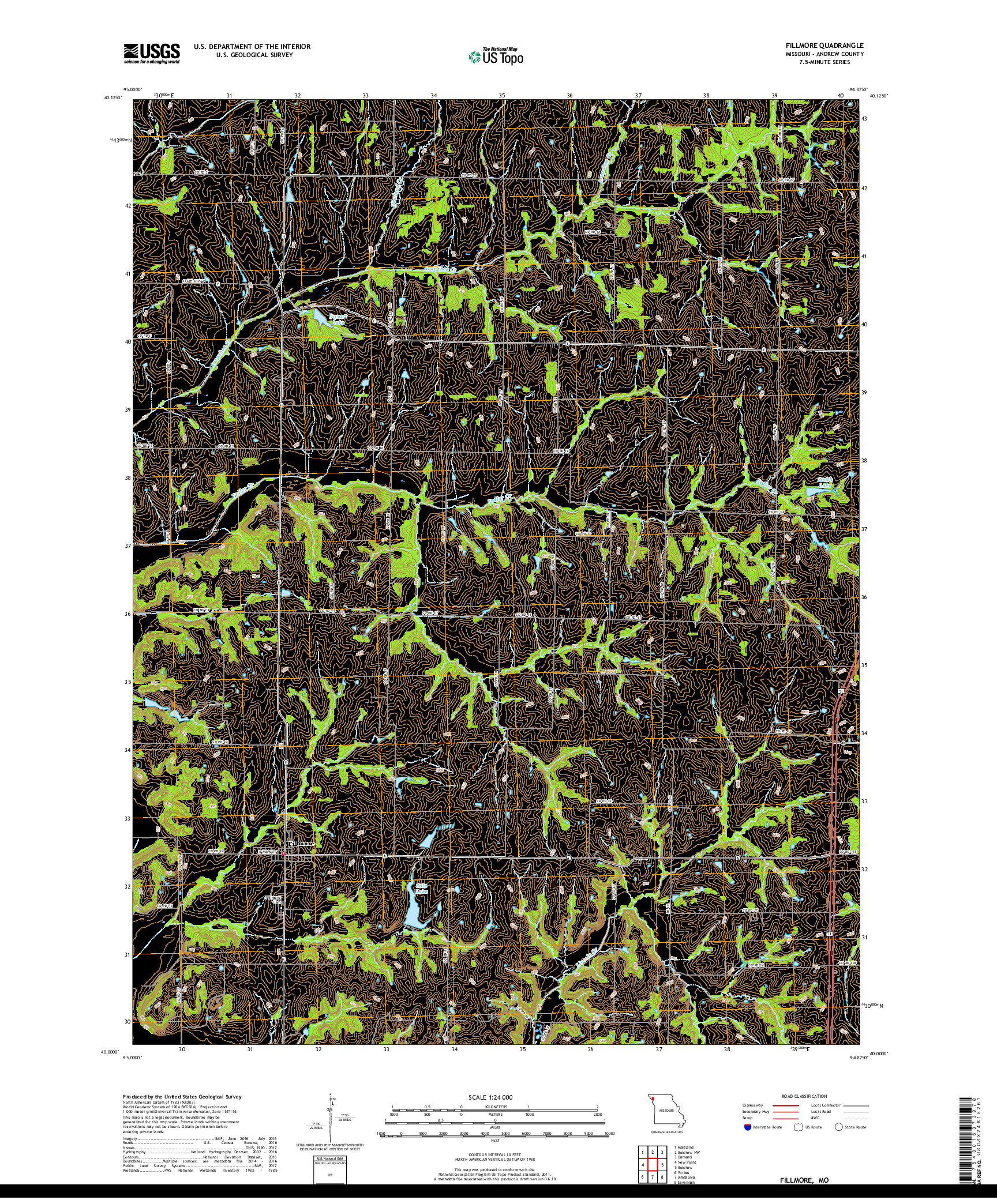 USGS US TOPO 7.5-MINUTE MAP FOR FILLMORE, MO 2017