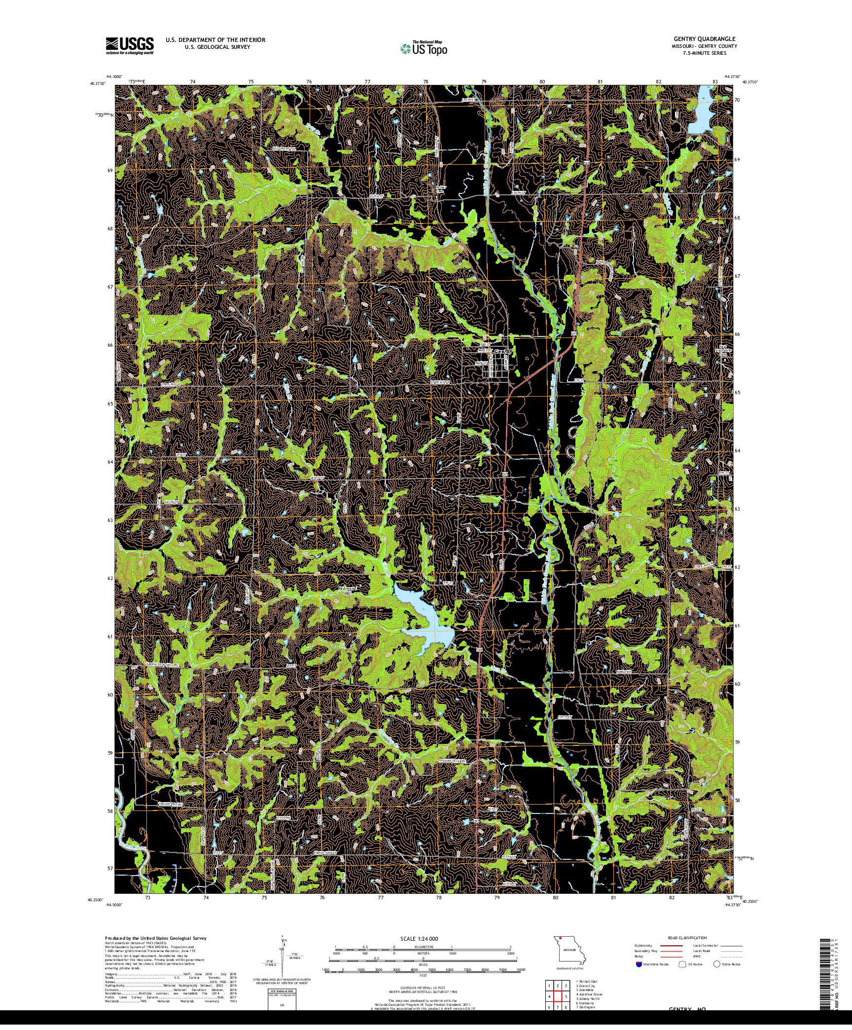 USGS US TOPO 7.5-MINUTE MAP FOR GENTRY, MO 2017