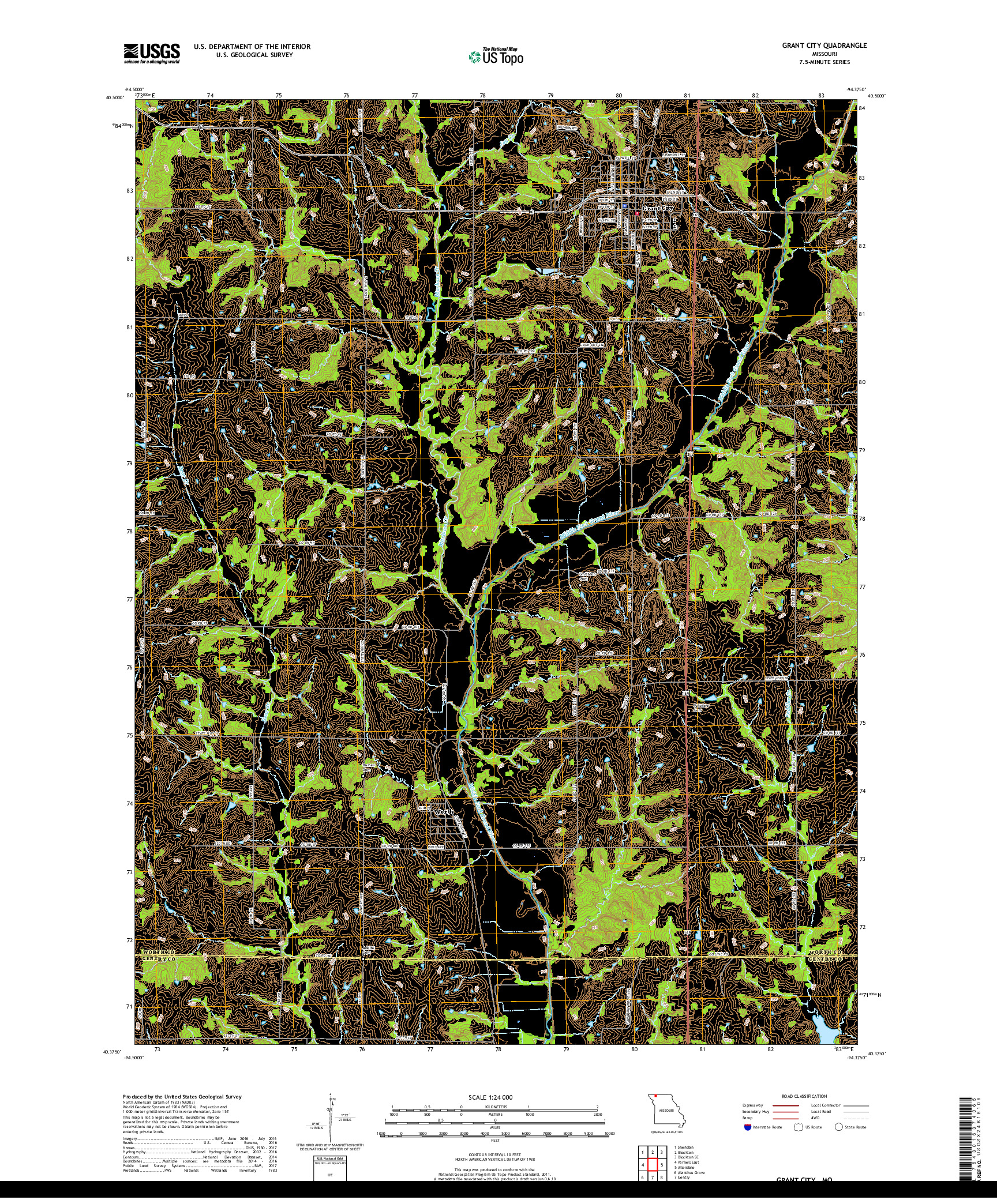 USGS US TOPO 7.5-MINUTE MAP FOR GRANT CITY, MO 2017