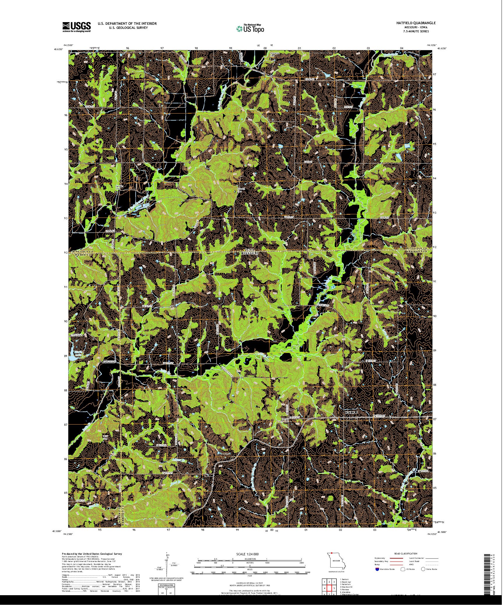 USGS US TOPO 7.5-MINUTE MAP FOR HATFIELD, MO,IA 2017