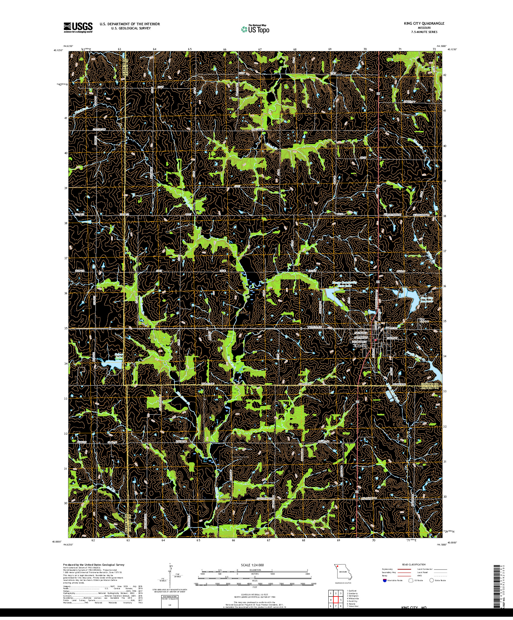 USGS US TOPO 7.5-MINUTE MAP FOR KING CITY, MO 2017