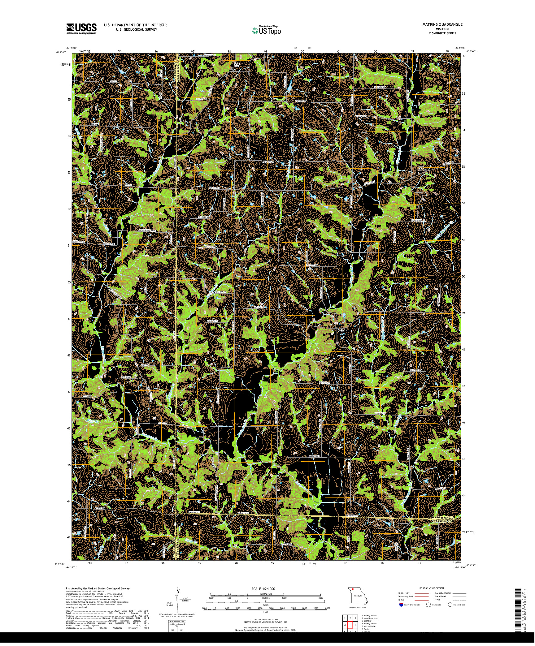 USGS US TOPO 7.5-MINUTE MAP FOR MATKINS, MO 2017