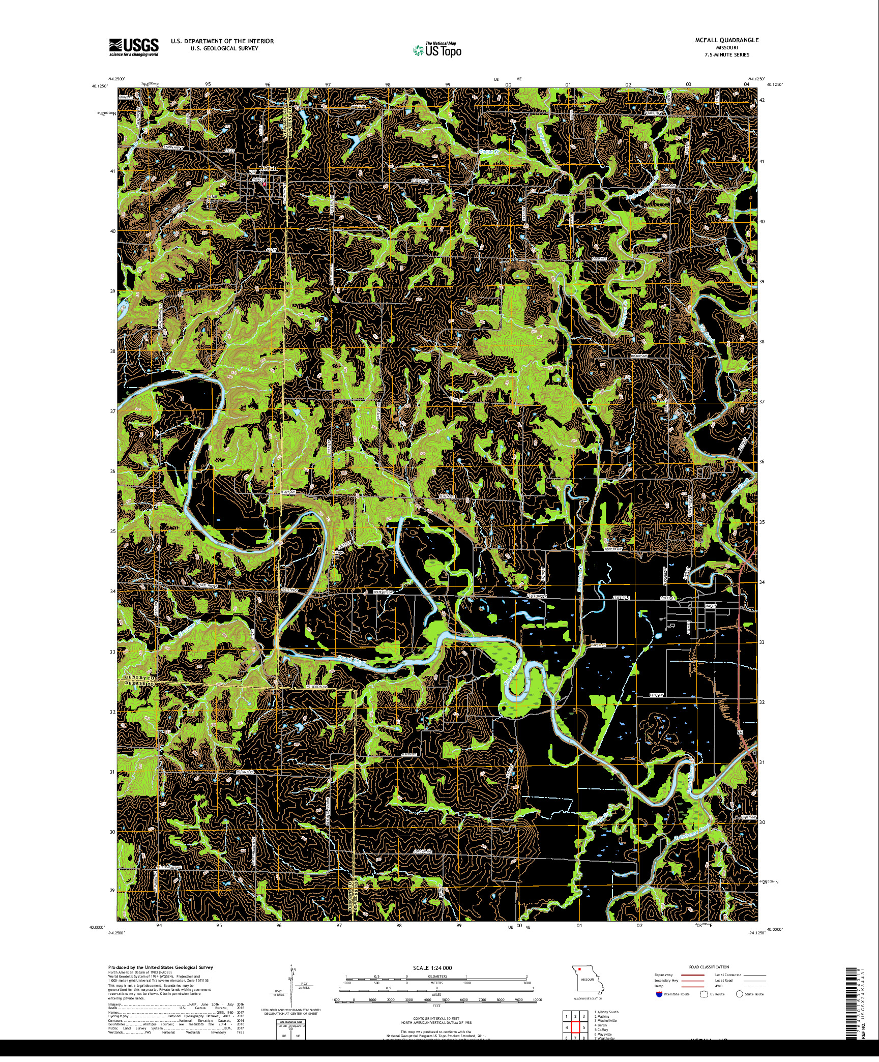 USGS US TOPO 7.5-MINUTE MAP FOR MCFALL, MO 2017