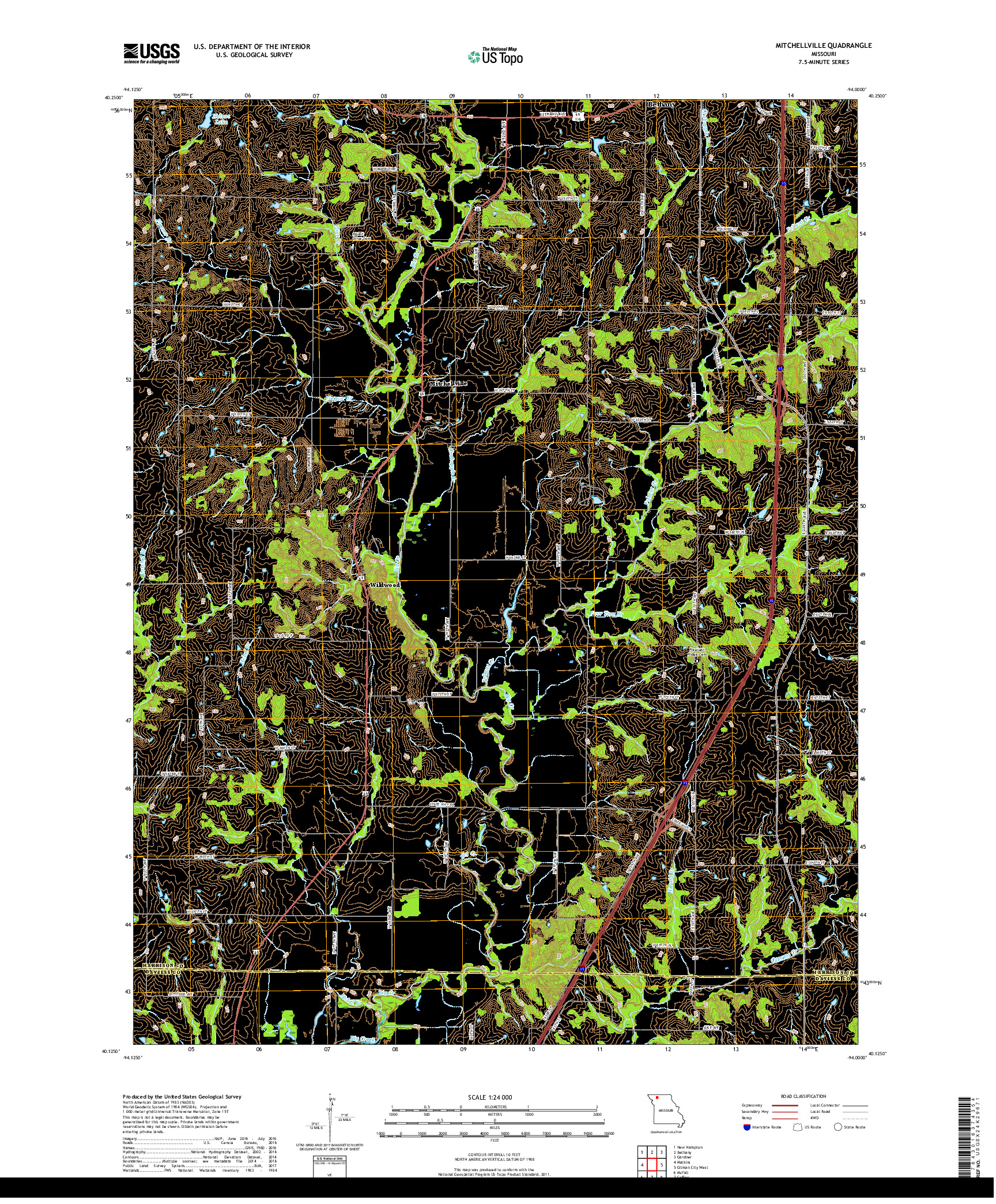 USGS US TOPO 7.5-MINUTE MAP FOR MITCHELLVILLE, MO 2017