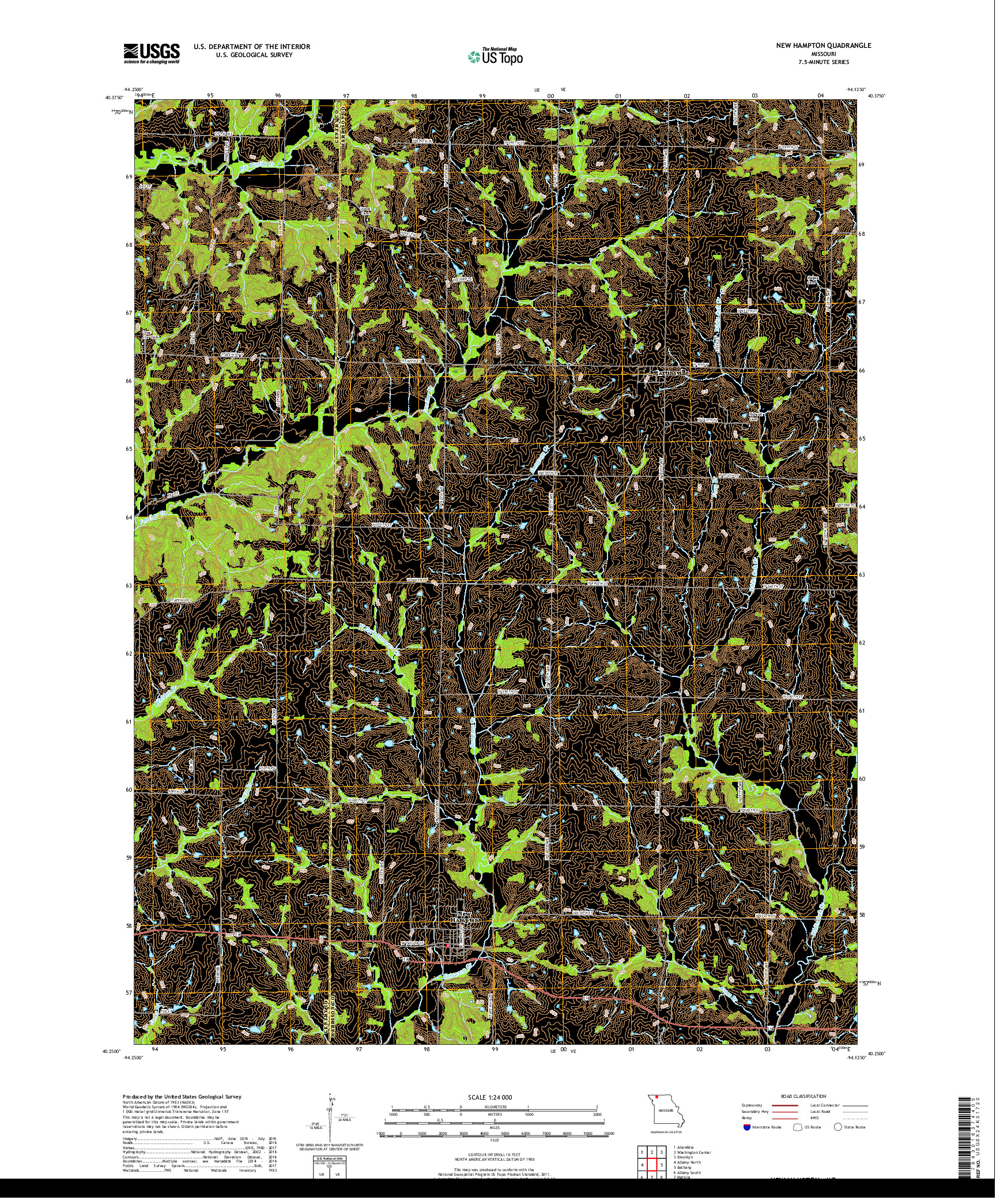 USGS US TOPO 7.5-MINUTE MAP FOR NEW HAMPTON, MO 2017