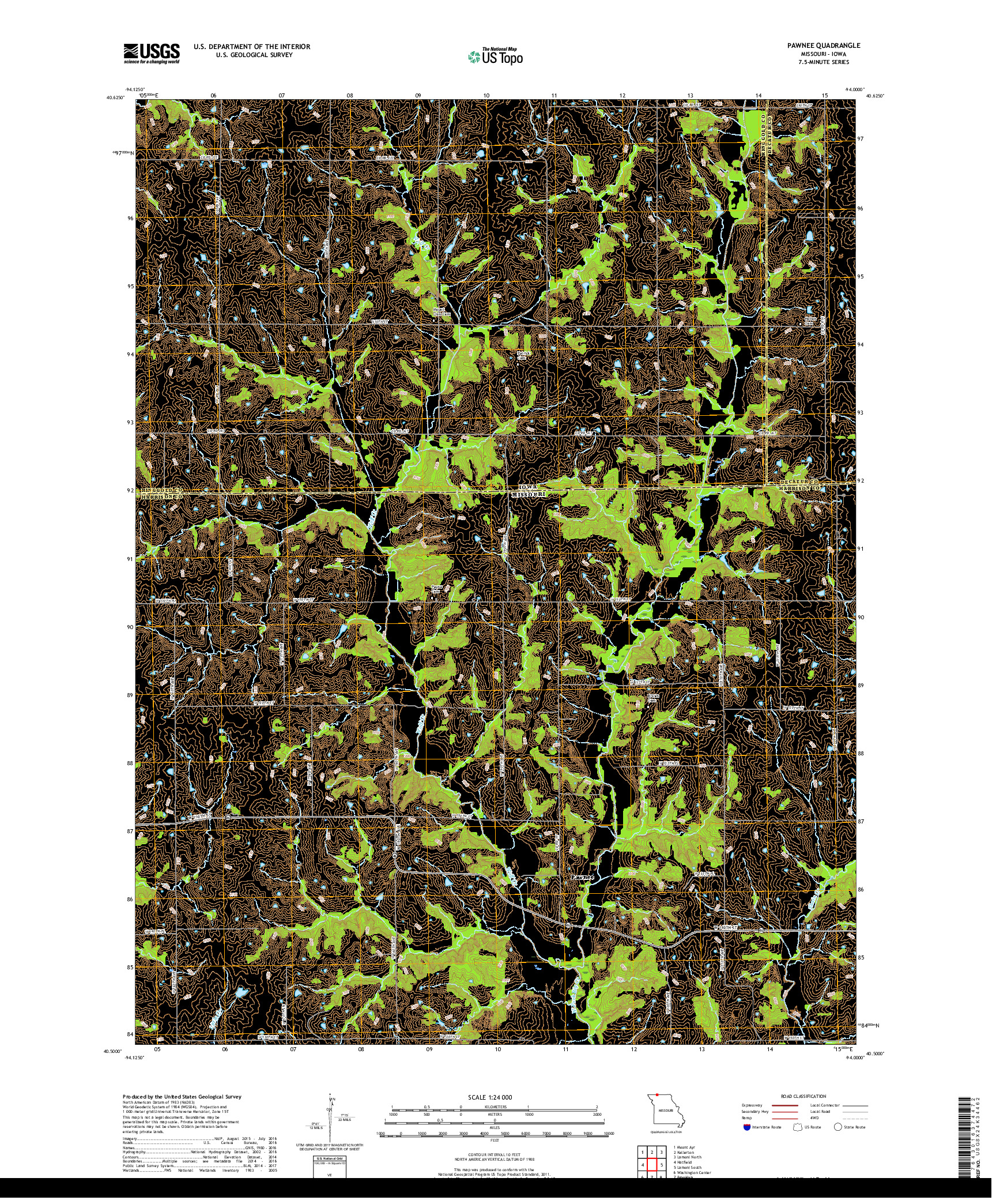 USGS US TOPO 7.5-MINUTE MAP FOR PAWNEE, MO,IA 2017