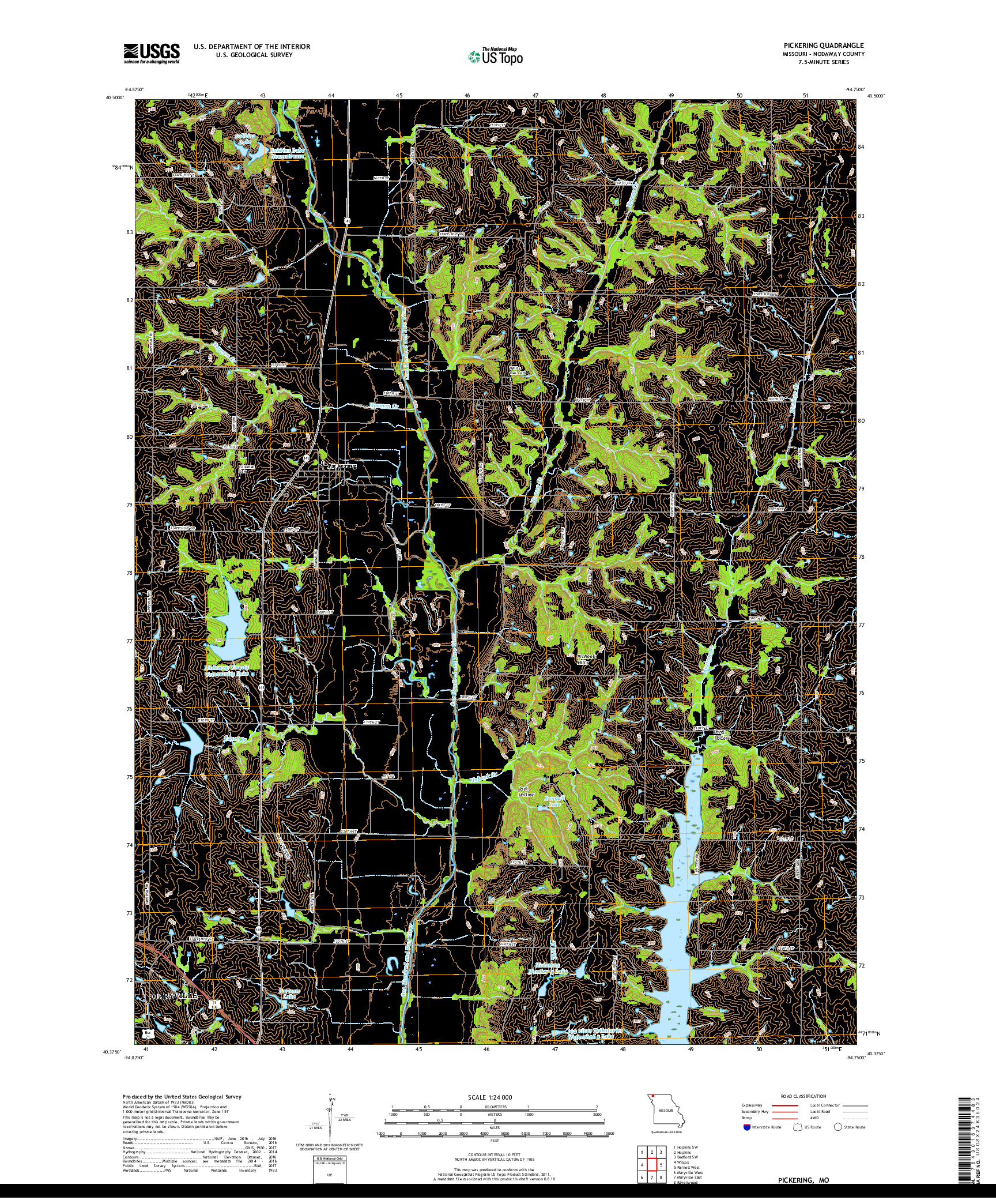 USGS US TOPO 7.5-MINUTE MAP FOR PICKERING, MO 2017