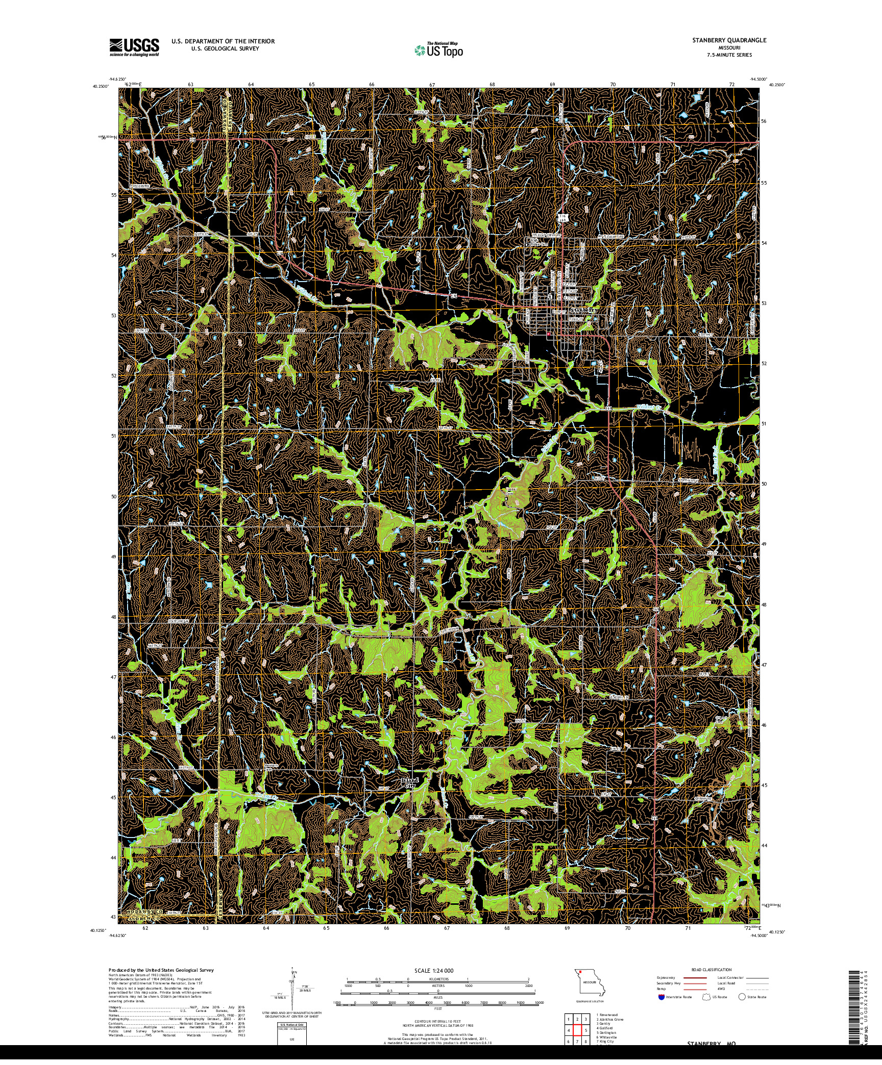 USGS US TOPO 7.5-MINUTE MAP FOR STANBERRY, MO 2017