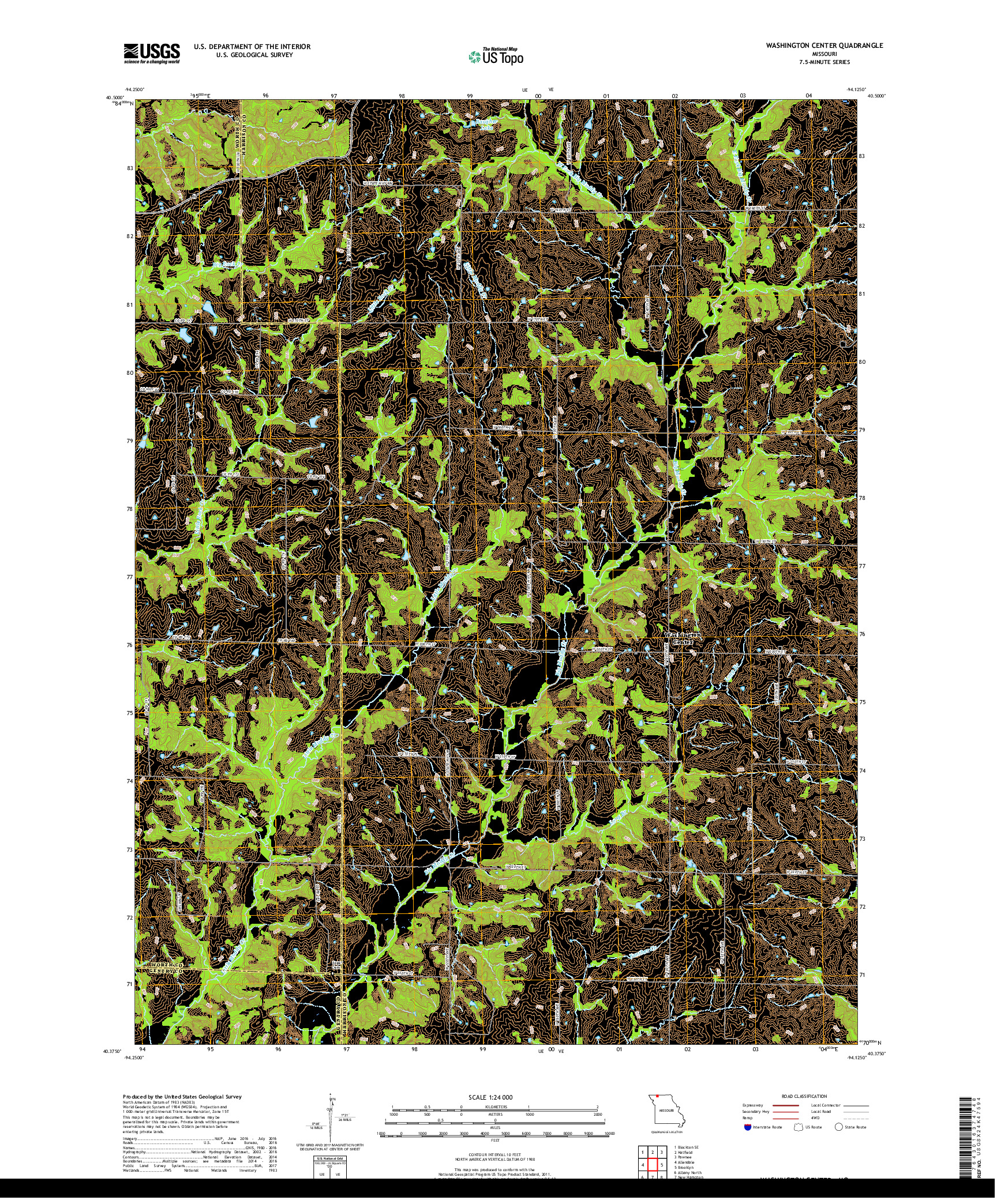 USGS US TOPO 7.5-MINUTE MAP FOR WASHINGTON CENTER, MO 2017