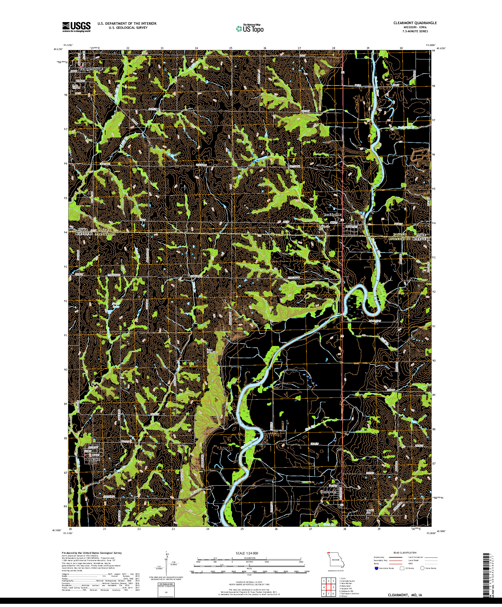 USGS US TOPO 7.5-MINUTE MAP FOR CLEARMONT, MO,IA 2017