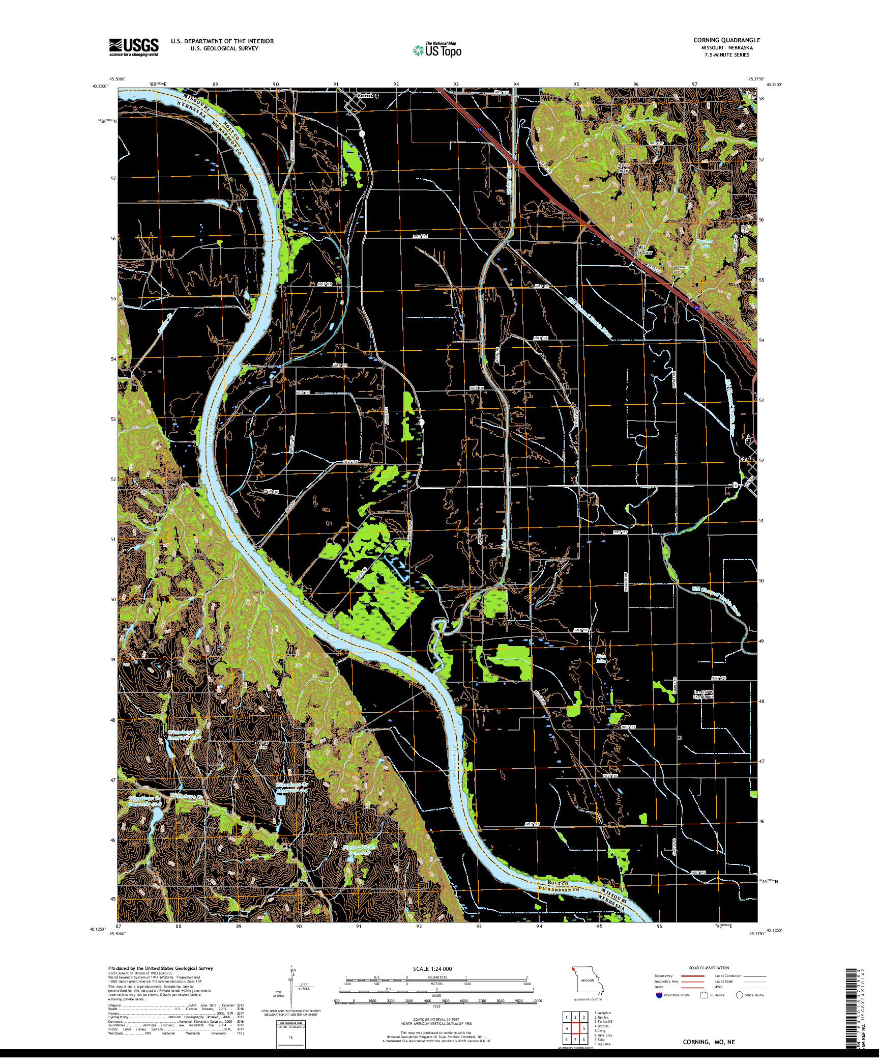 USGS US TOPO 7.5-MINUTE MAP FOR CORNING, MO,NE 2017