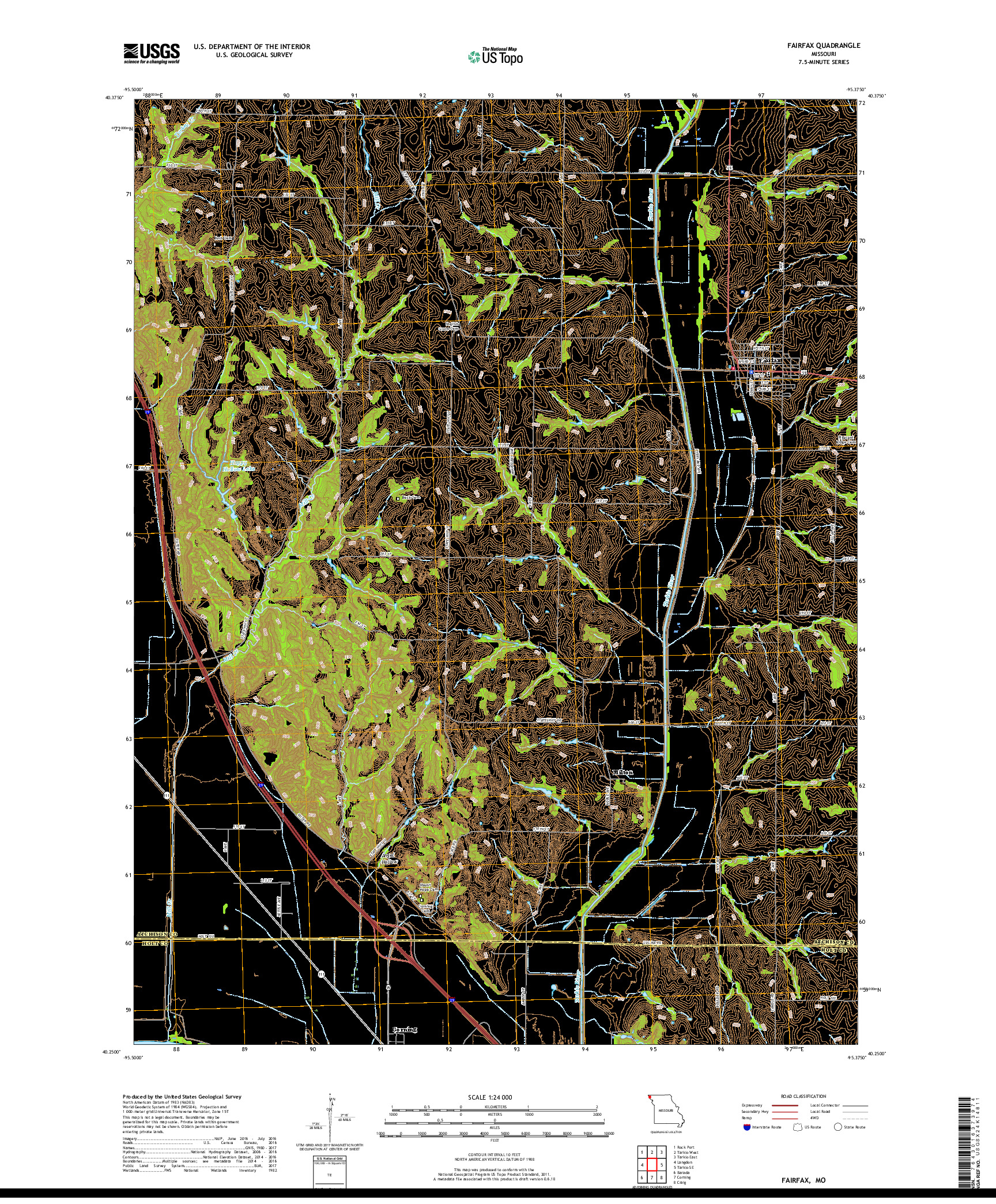 USGS US TOPO 7.5-MINUTE MAP FOR FAIRFAX, MO 2017