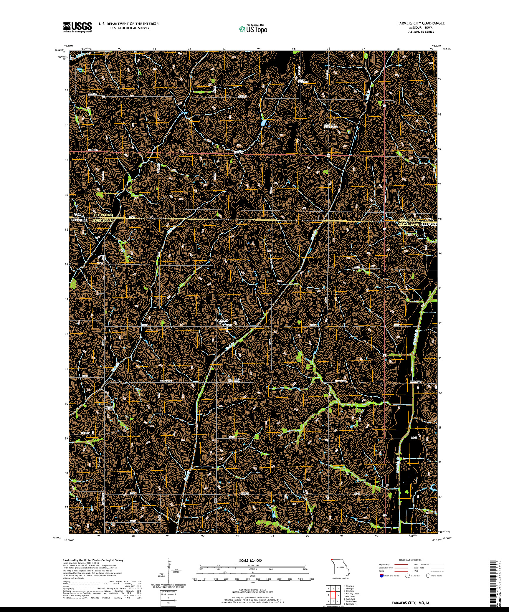 USGS US TOPO 7.5-MINUTE MAP FOR FARMERS CITY, MO,IA 2017